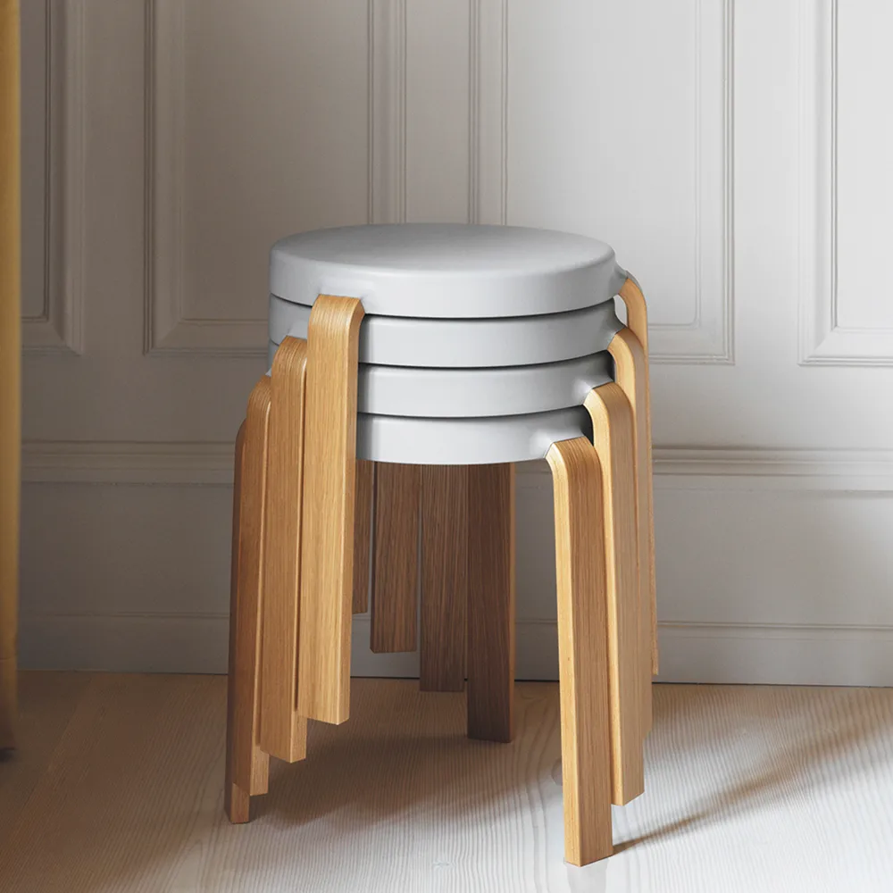 Tap banco redondo, Caramelo, pernas carvalho, Ø35x43 cm Normann Copenhagen