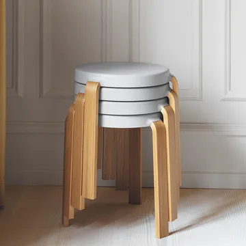 Tap banco redondo - Caramelo, pernas carvalho, Ø35x43 cm - Normann Copenhagen
