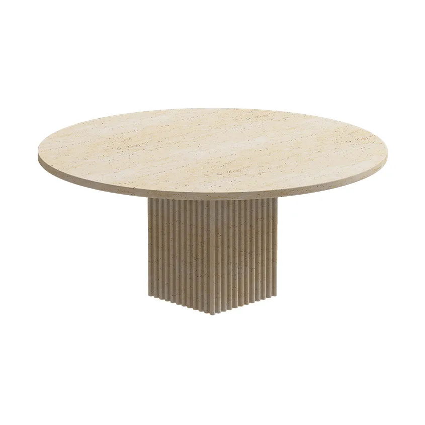 Mesa de centro Soho, Travertino bege, Ø80x35 cm NORR11