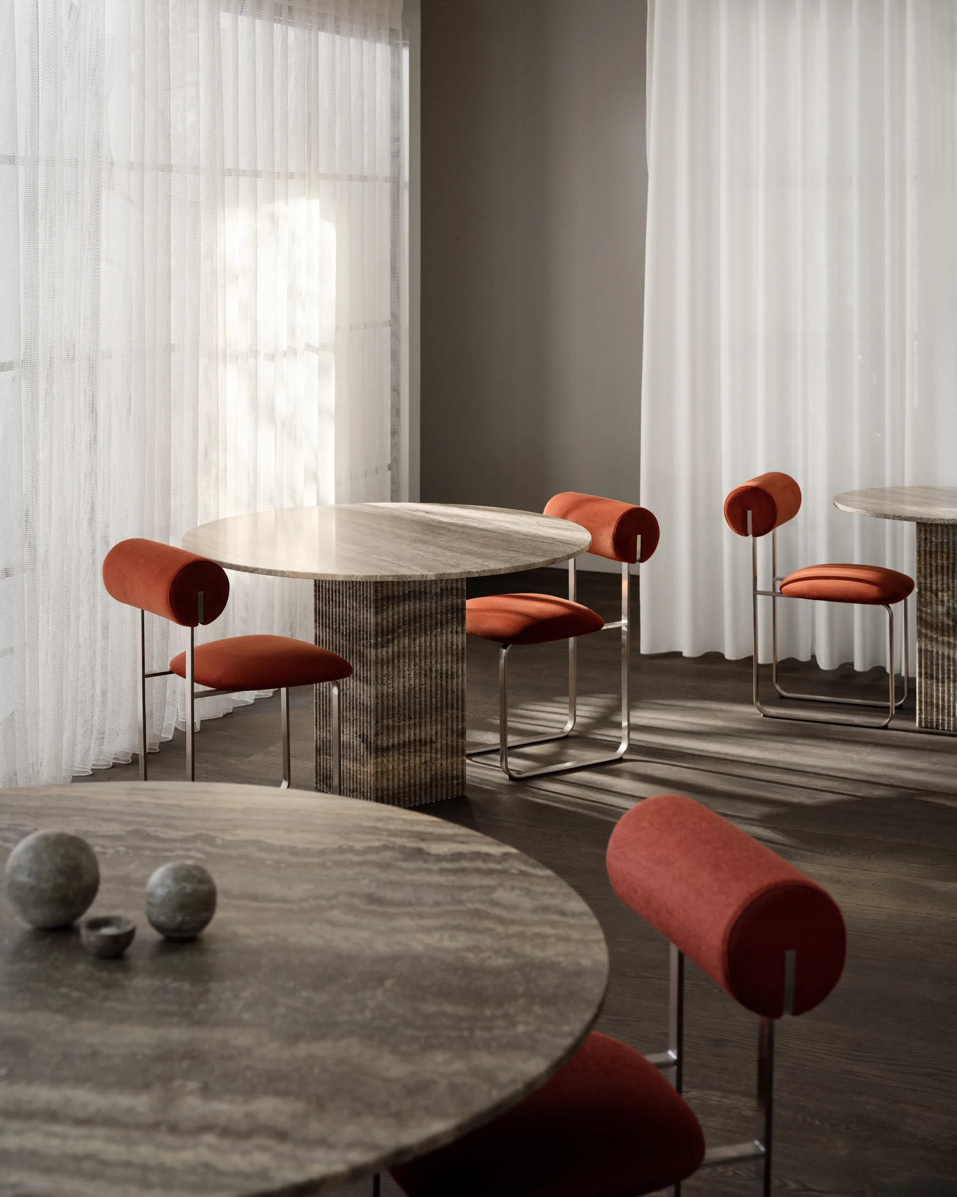 Mesa de jantar Soho, Travertino prata, Ø120x72 cm NORR11