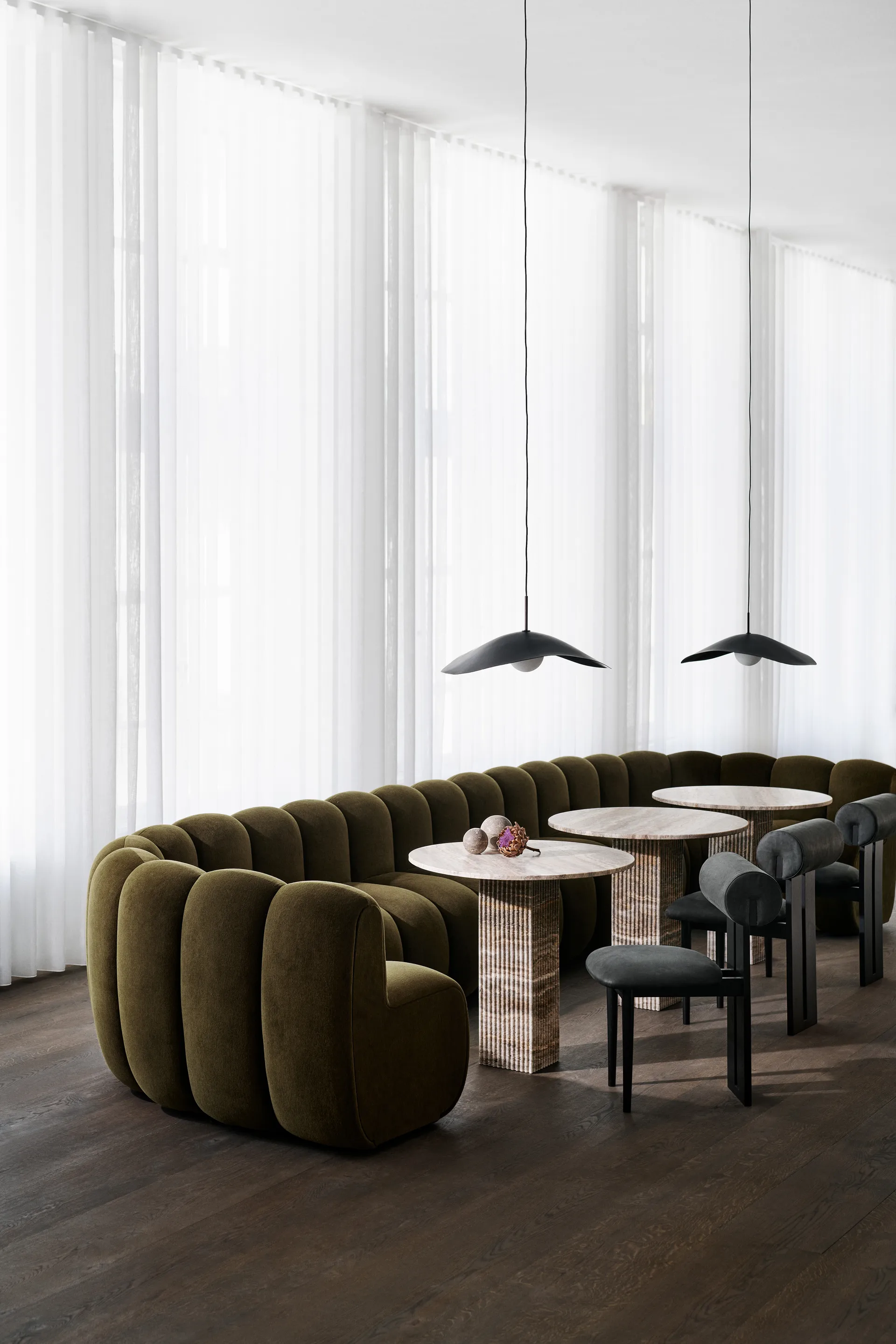 Mesa de jantar Soho, Travertino prateado, Ø80x74 NORR11