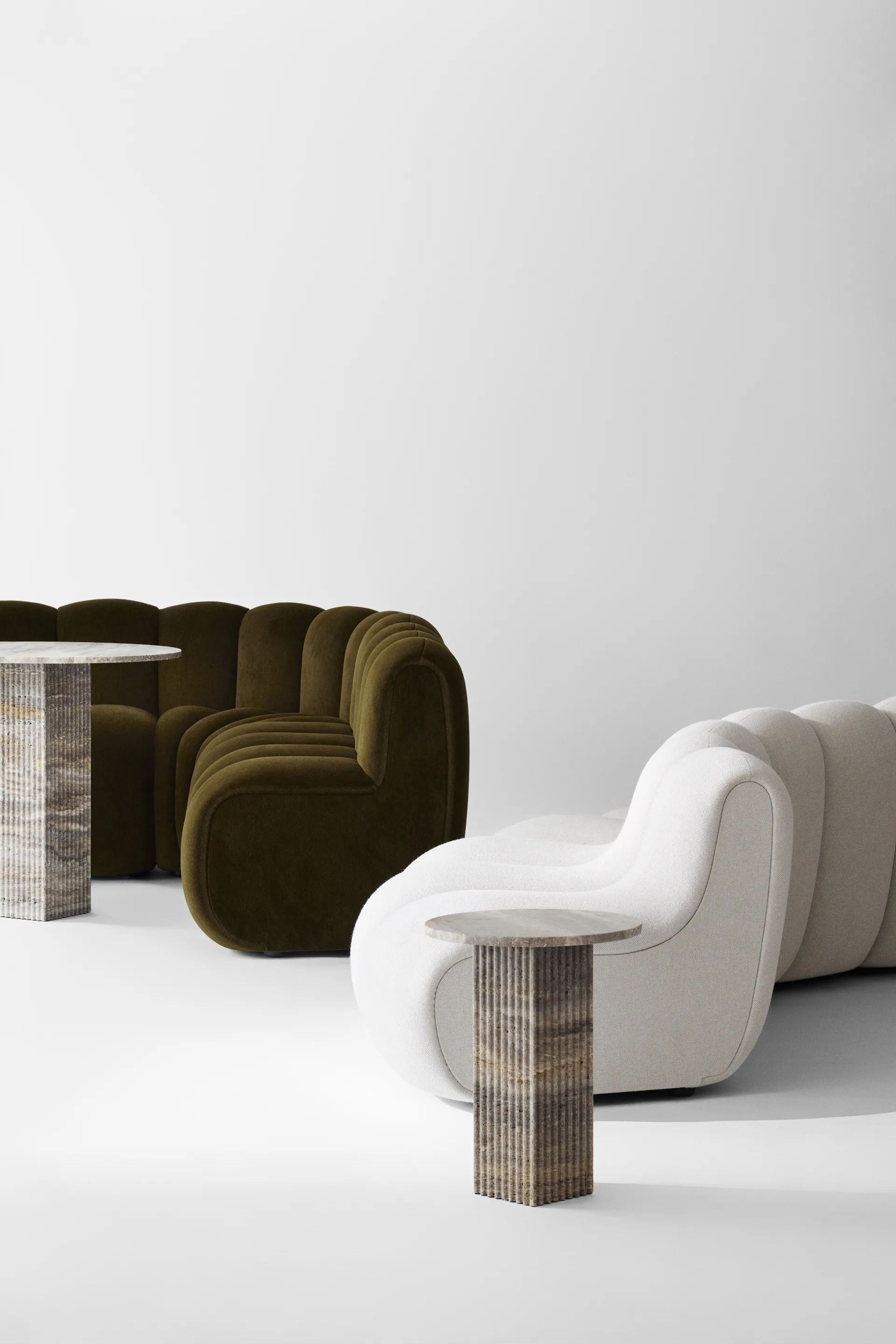 Mesa lateral Soho, Travertino prateado, Ø40x50 cm NORR11