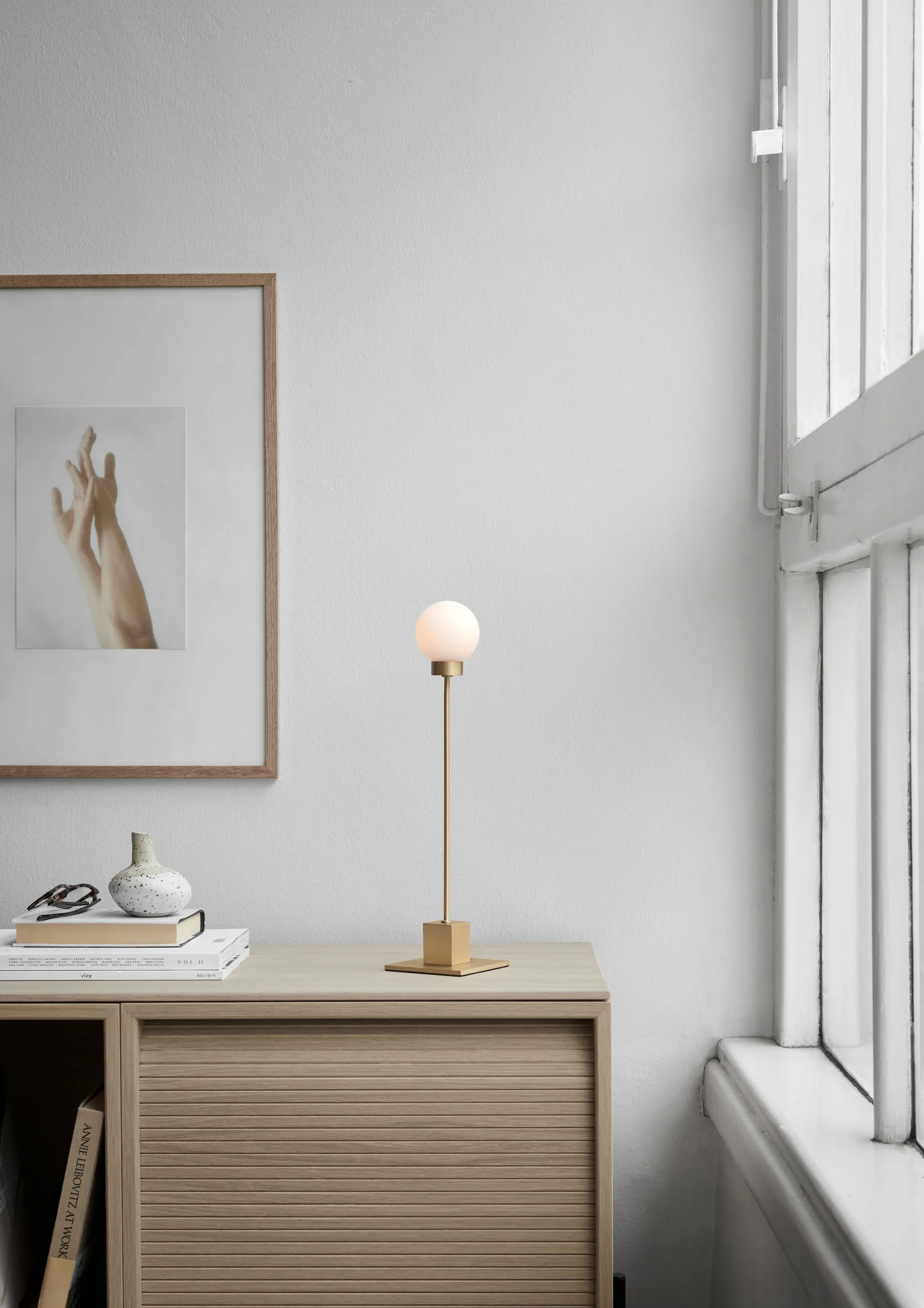 Candeeiro de mesa Snowball 41 cm, Brass Northern