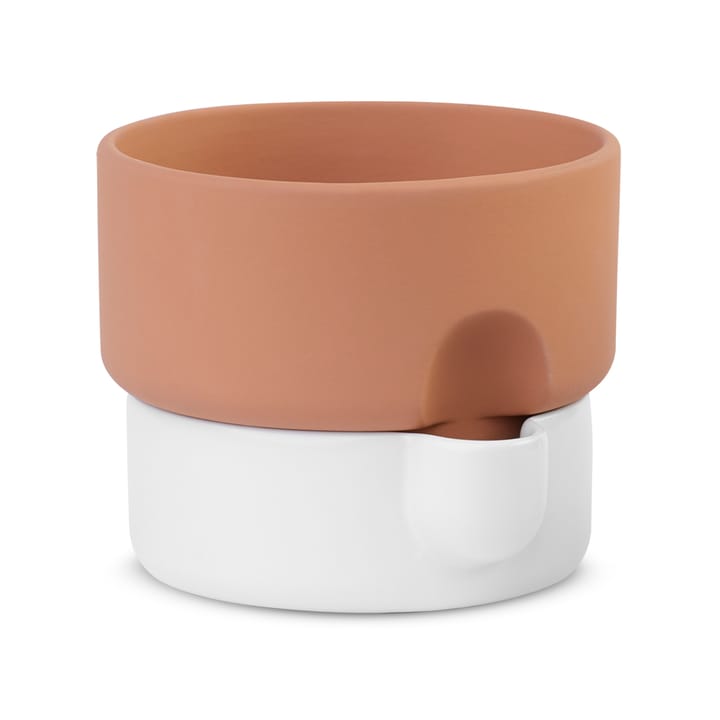 Vaso de flores médio com auto-irrigação Oasis - terracotta-branco - Northern