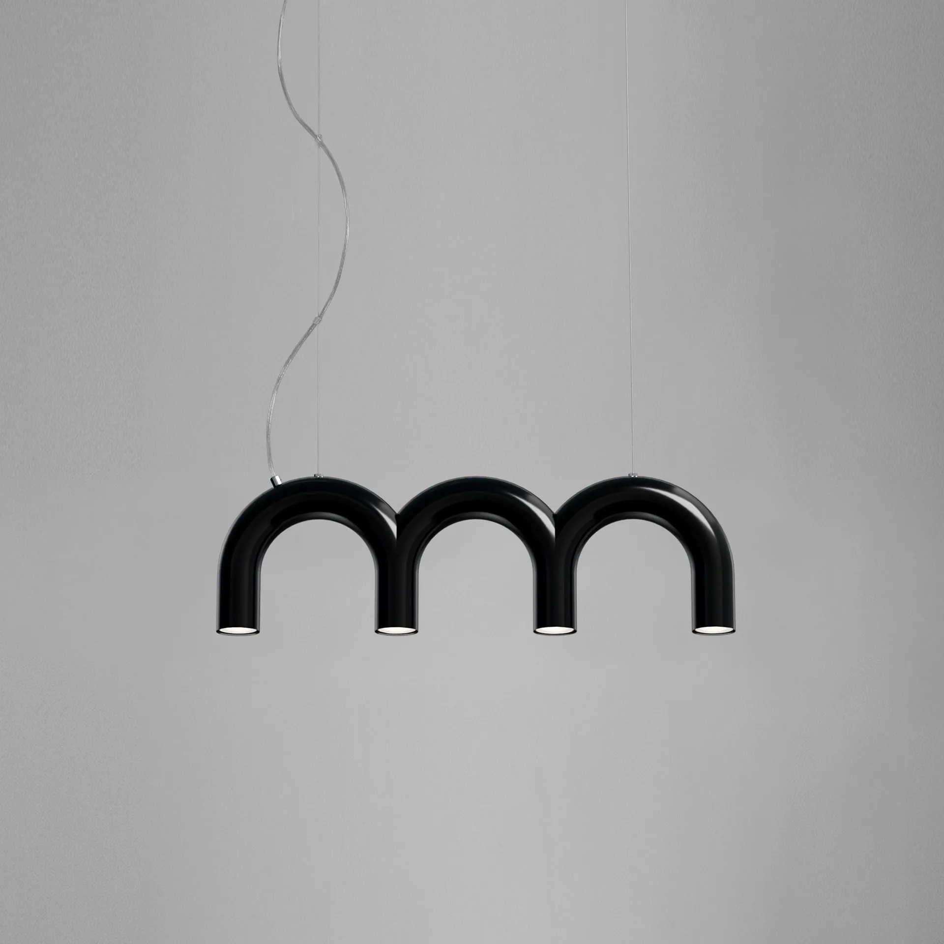 Arch triplette candeeiro pendente, Black, 65,6 cm Oblure