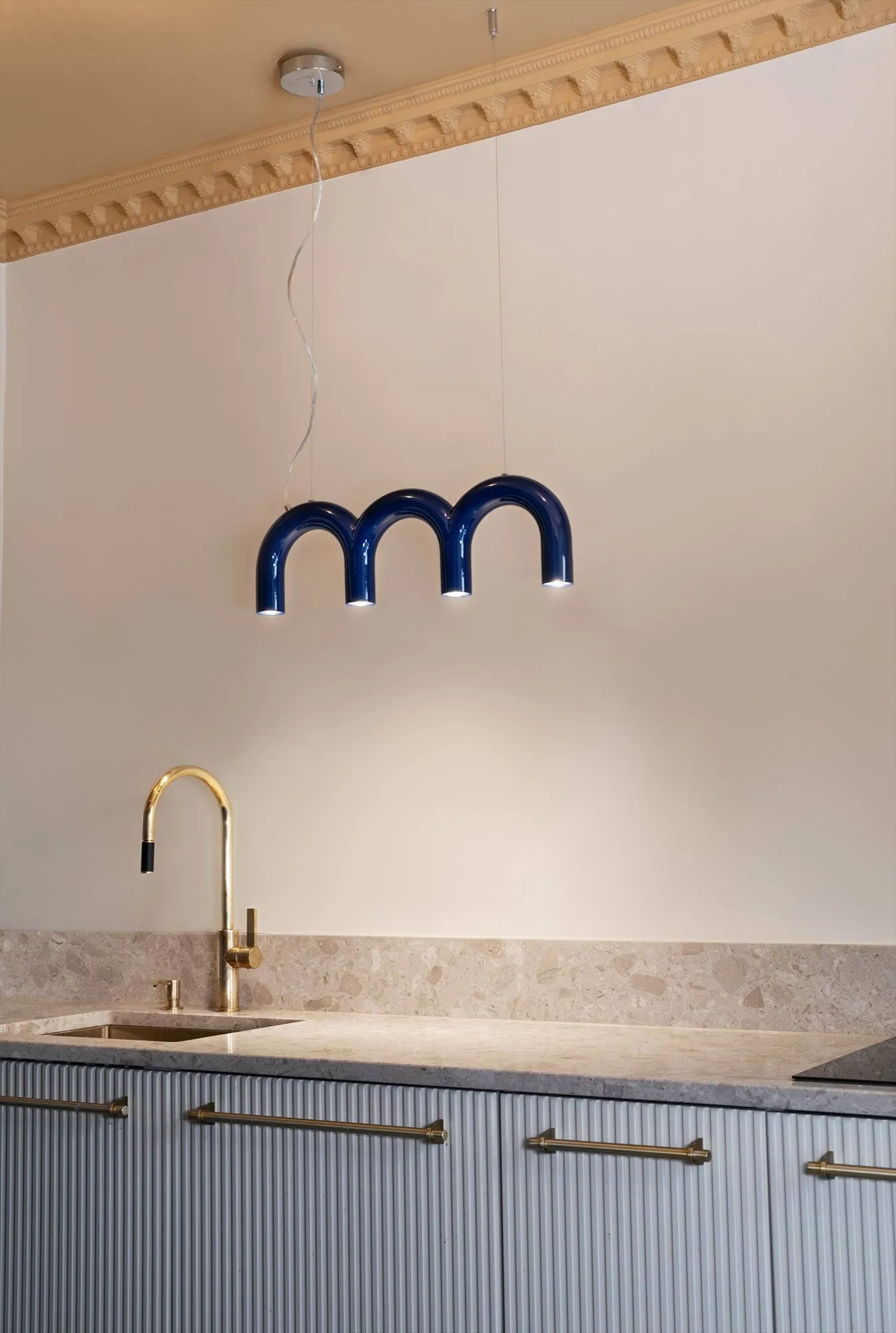 Arch triplette candeeiro pendente, Blue, 65,6 cm Oblure