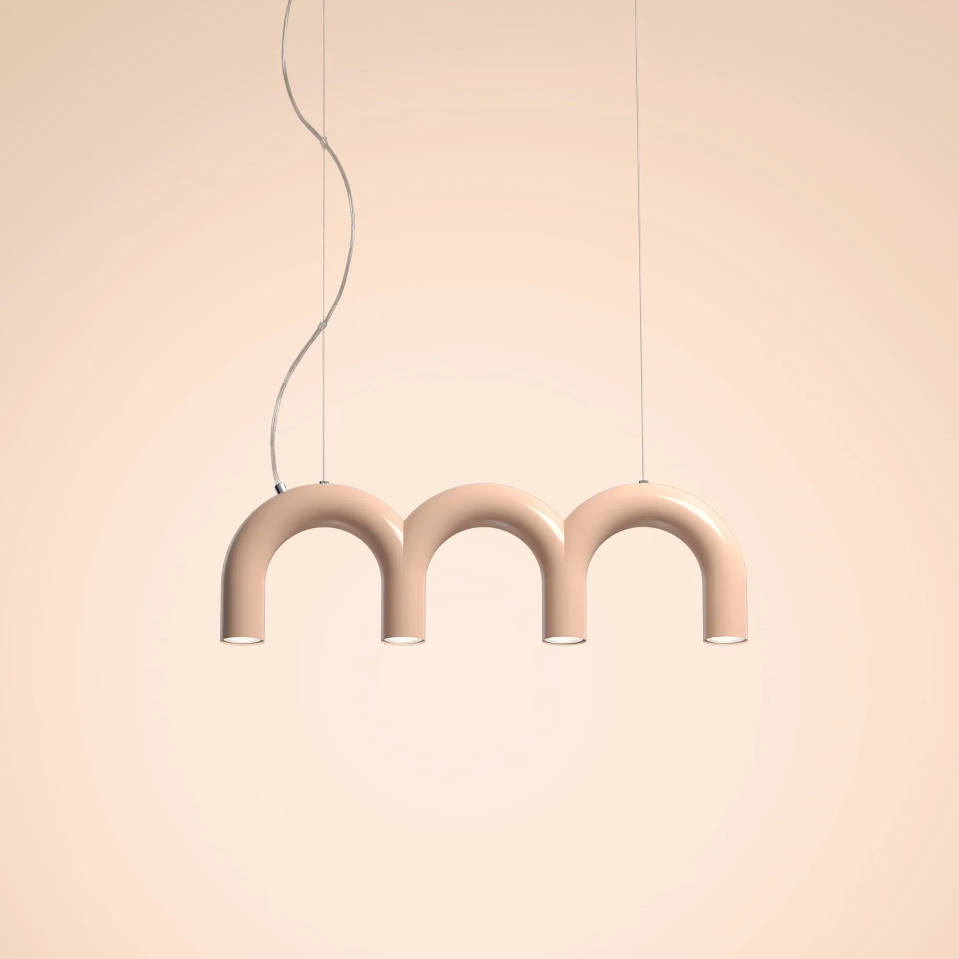 Arch triplette candeeiro pendente, Nude, 65,6 cm Oblure