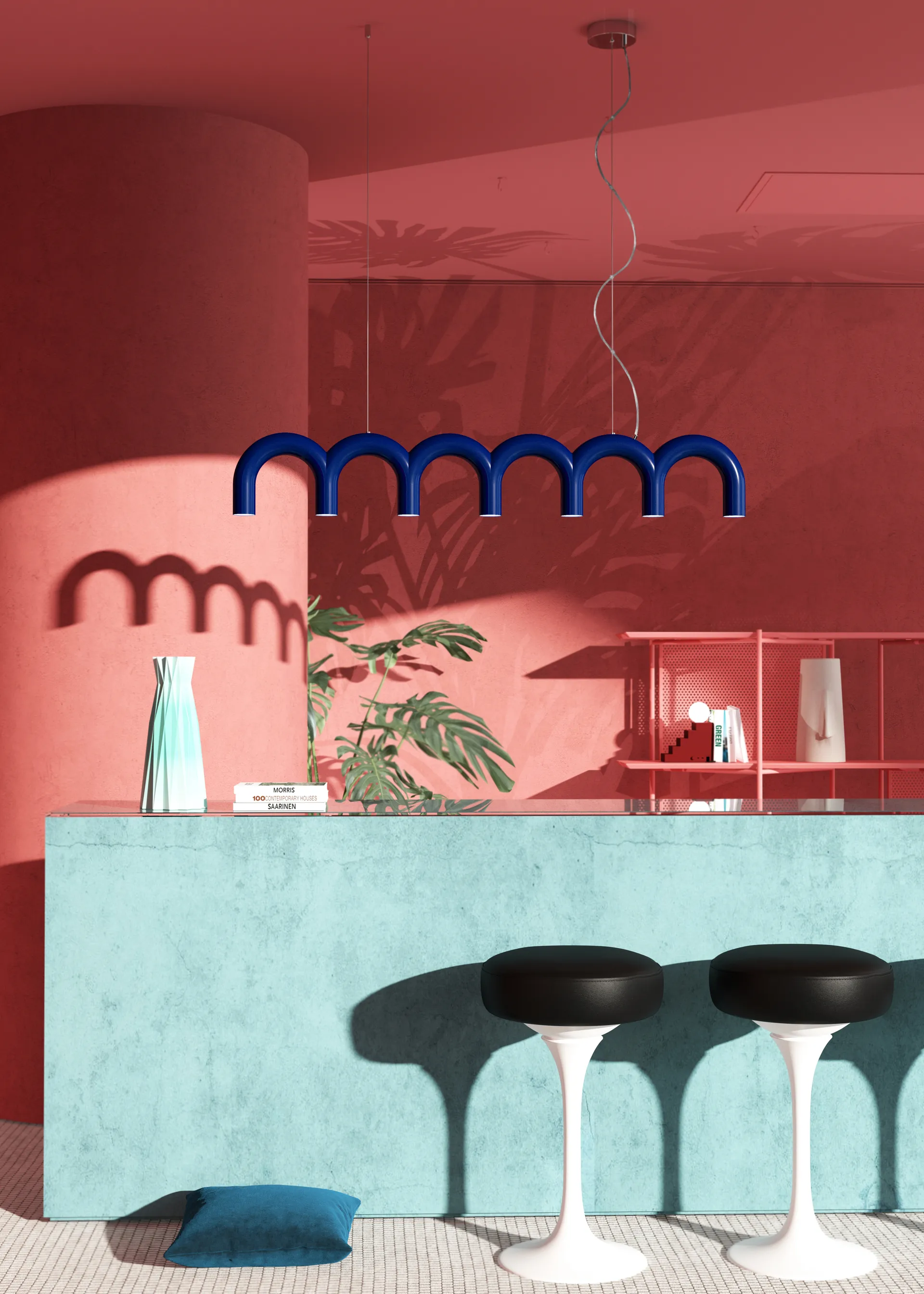 Candeeiro Arch 125,6 cm , Azul Oblure