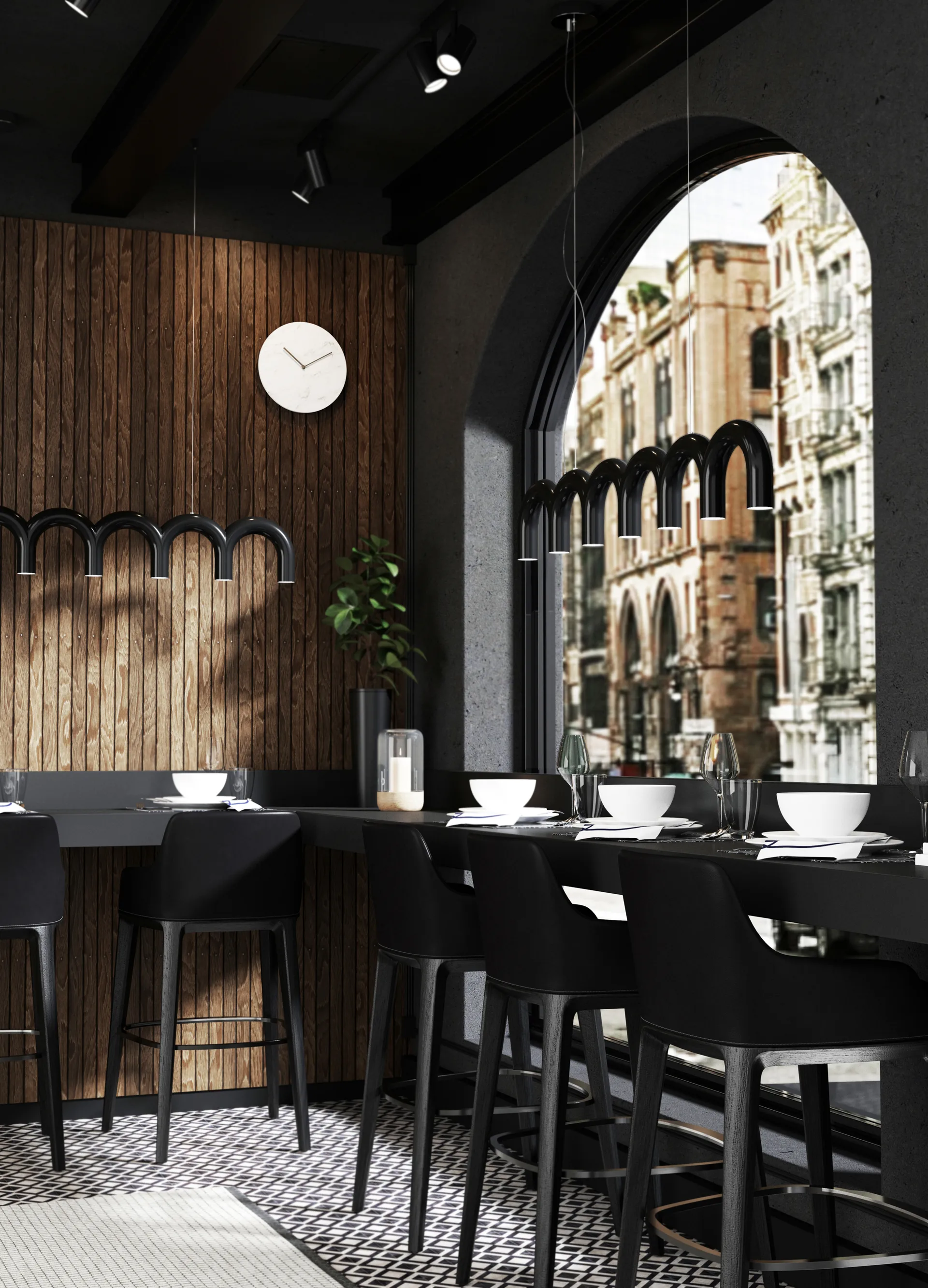 Candeeiro Arch 125,6 cm , Preto Oblure