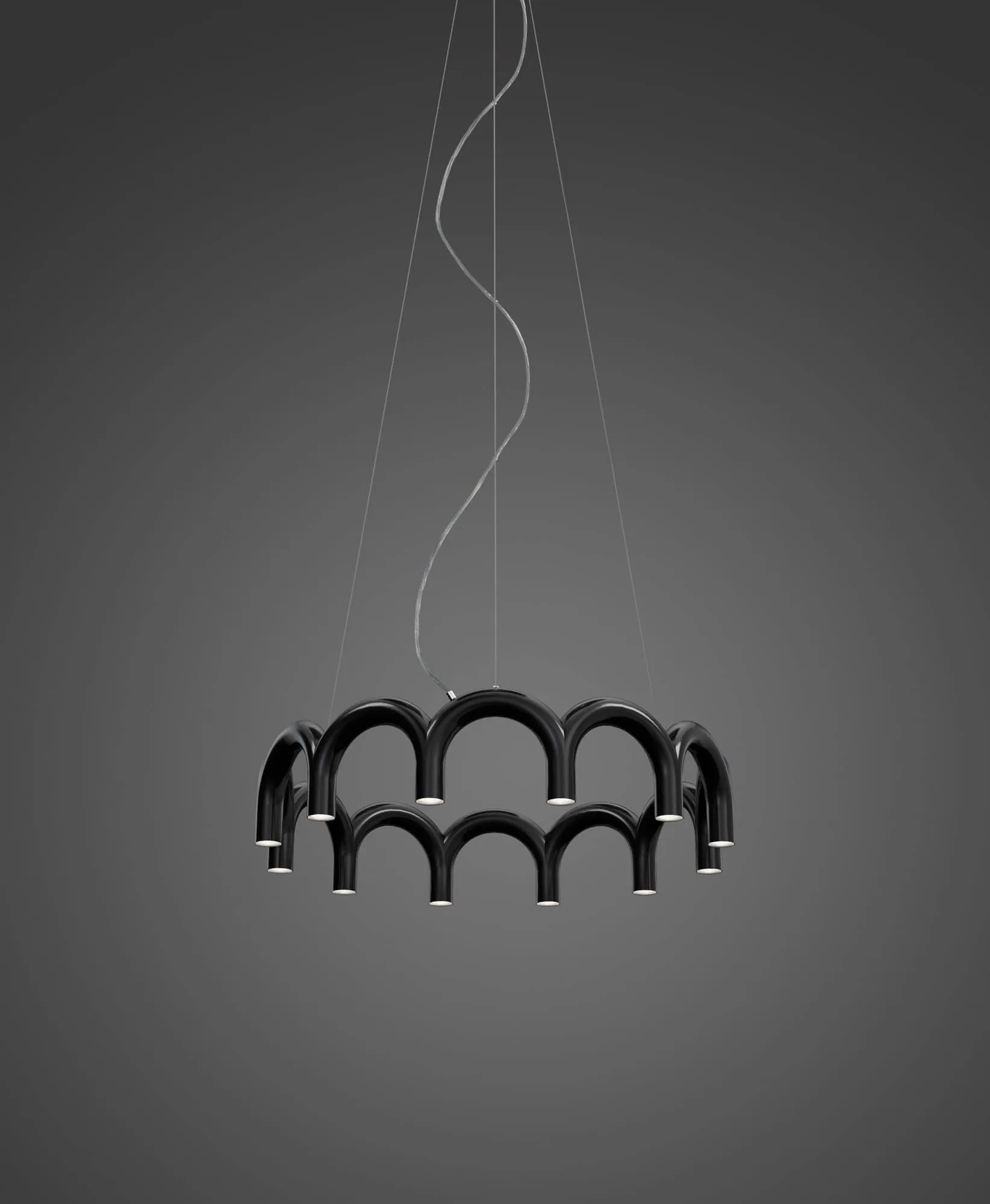 Candeeiro Arch circle Ø76 cm, Preto, Ø98 cm Oblure