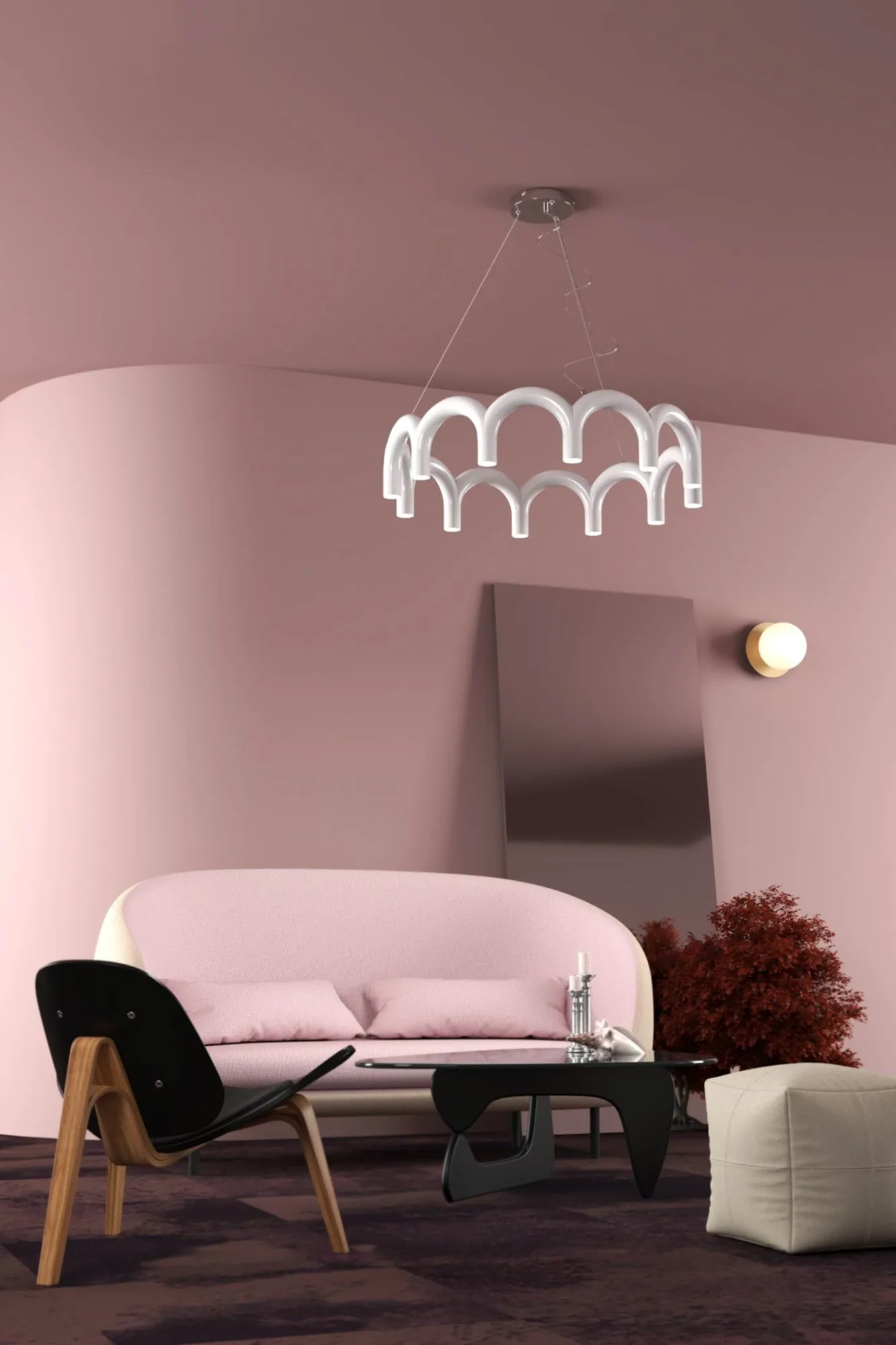Candeeiro Arch circle Ø76 cm, White, Ø98 cm Oblure