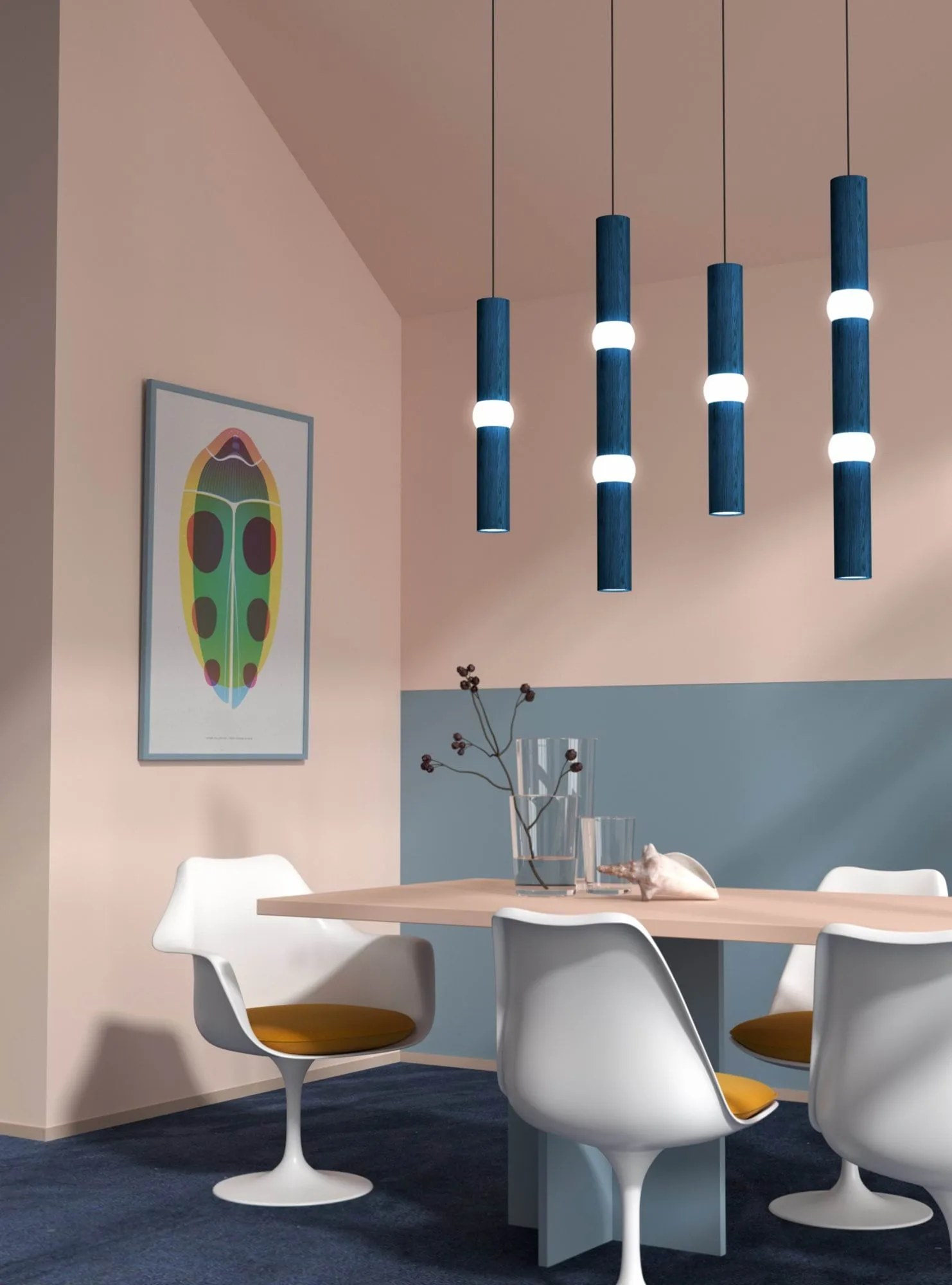 Lightbone candeeiro suspenso, Large 83,6 cm, carvalho azul Oblure