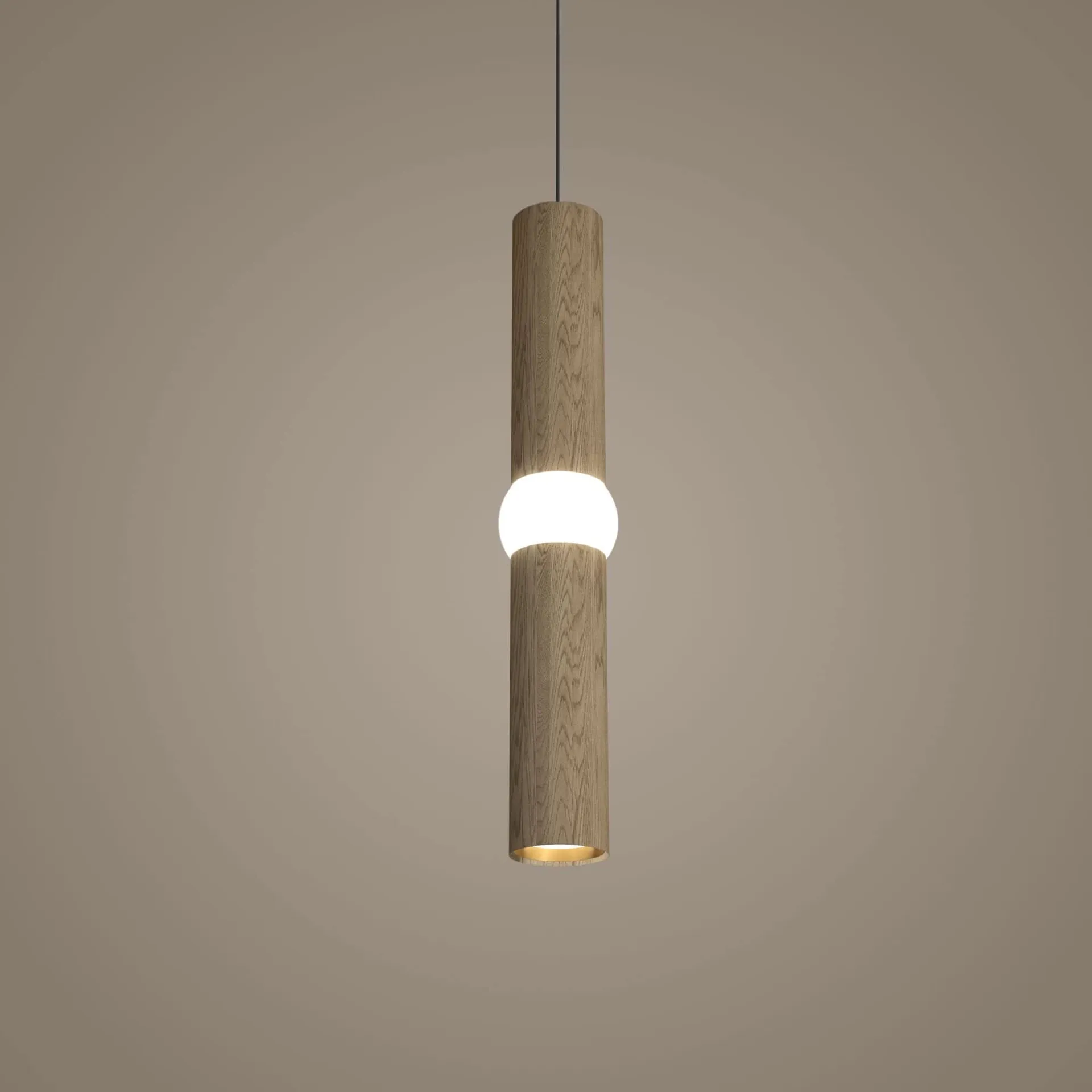 Lightbone candeeiro suspenso, Médio 53,8 cm, carvalho natural Oblure
