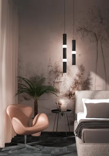 Lightbone candeeiro suspenso - Médio 53,8 cm, carvalho preto - Oblure