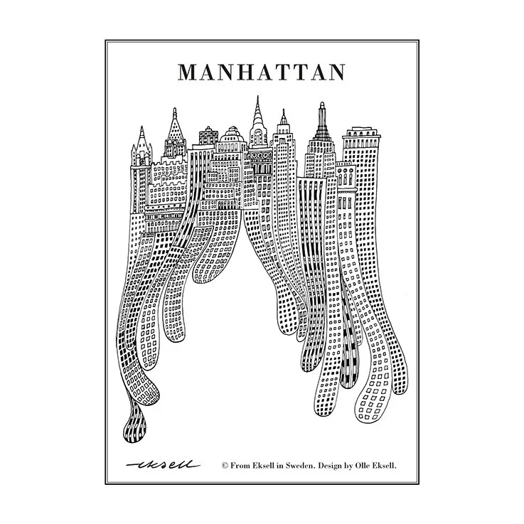 Póster Manhattan, 50x70 cm Olle Eksell