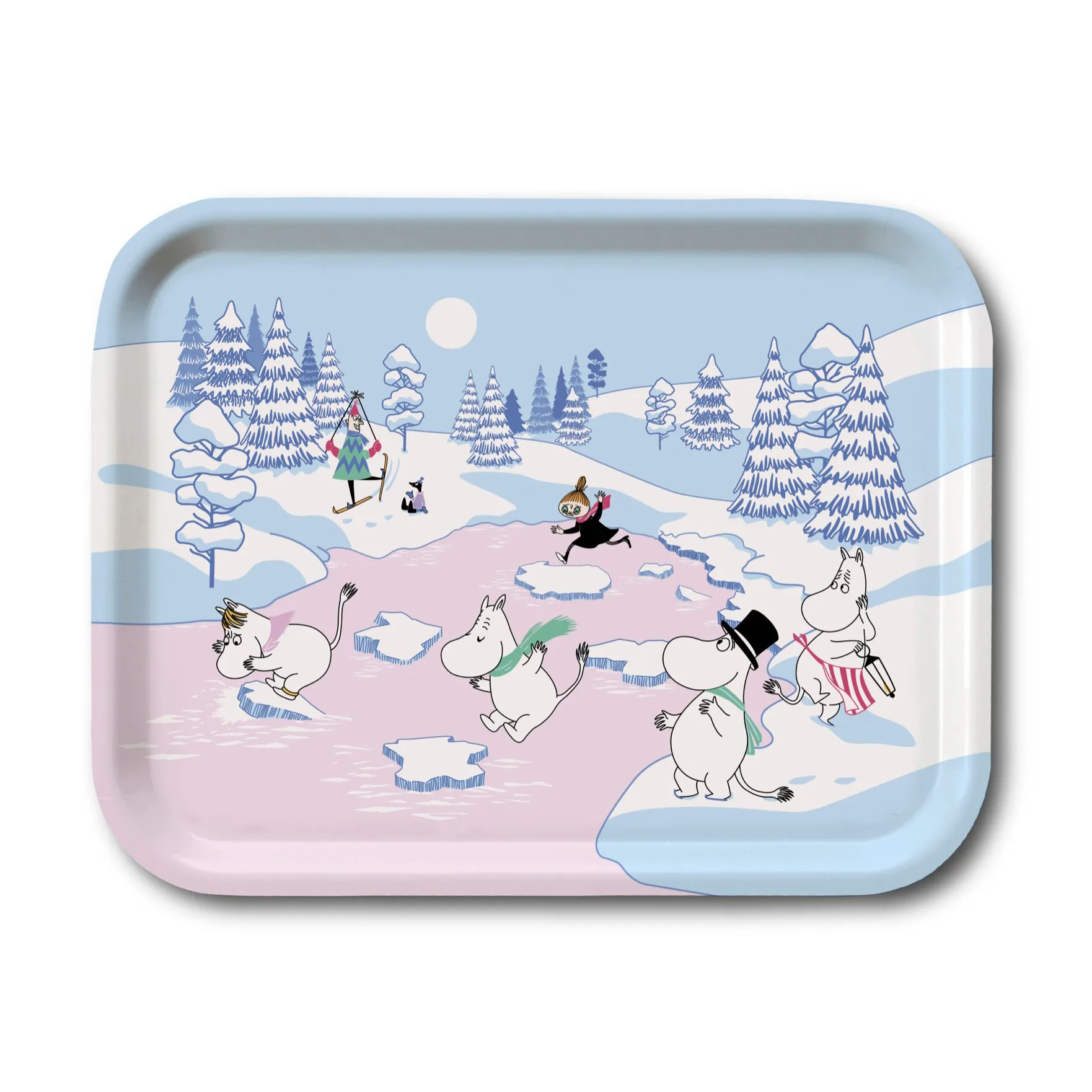 Bandeja Moomin inverno 2022 20x27 cm, azul-branco-rosa Opto Design
