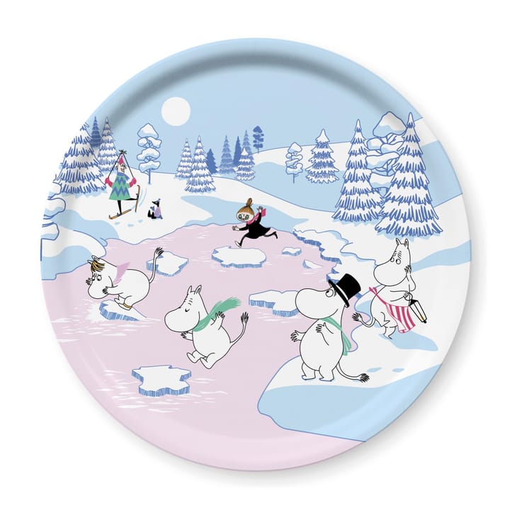 Bandeja Moomin inverno 2022 Ø31 cm - azul-branco-rosa - Opto Design