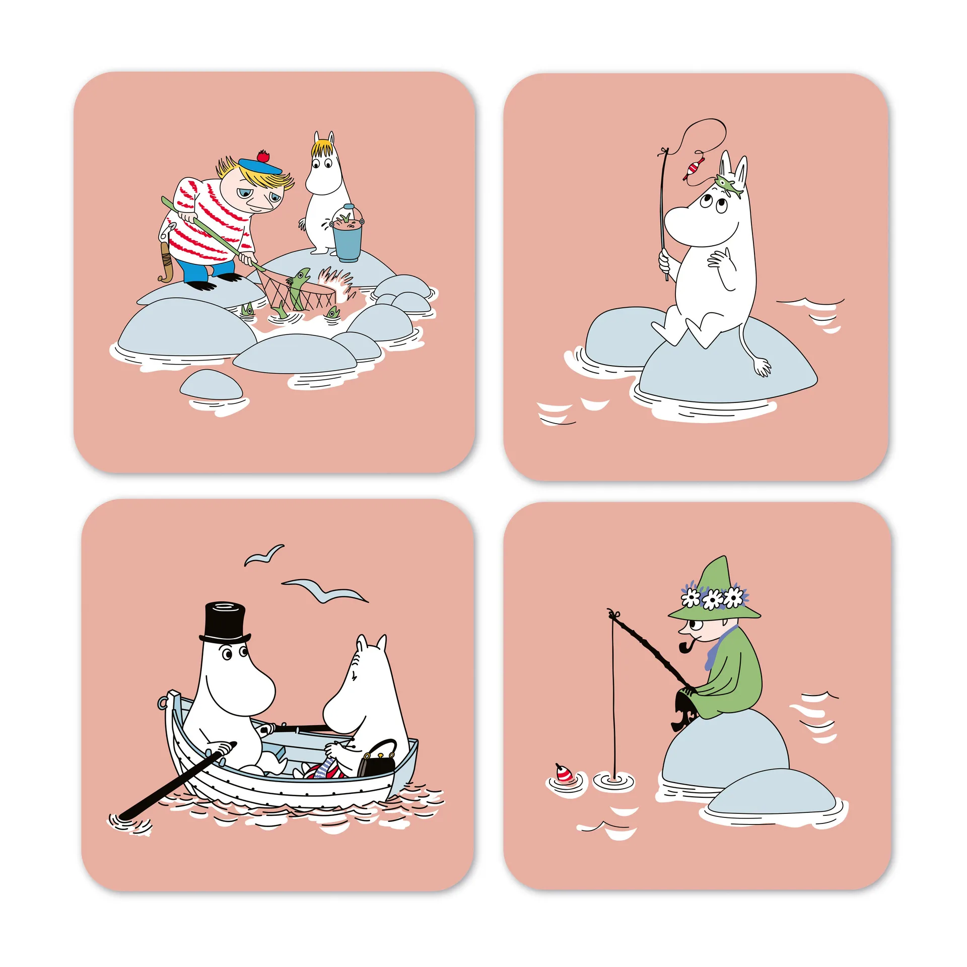 Base para copos Fiske Moomin summer 2022 4 un., Rosa  Opto Design