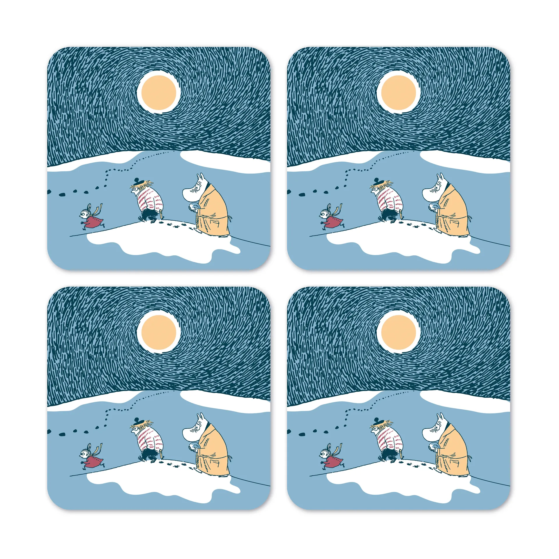 Base para copos Snow moonlight winter 2021 4 un., 9x9 cm Opto Design