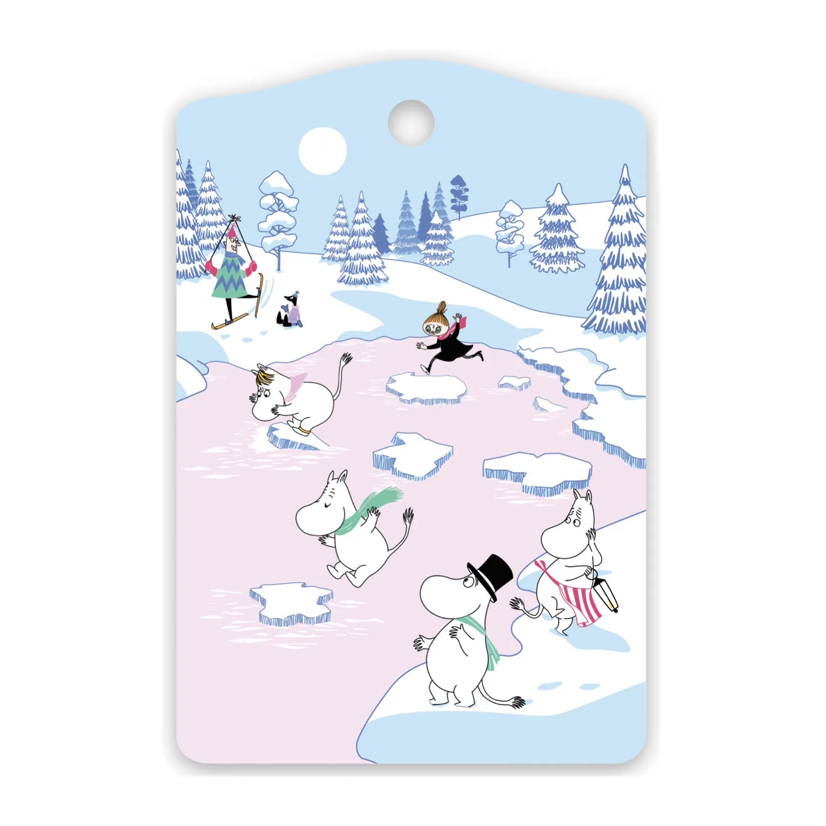 Tábua de corte Moomin inverno 2022 20x30 cm, azul-branco-rosa Opto Design