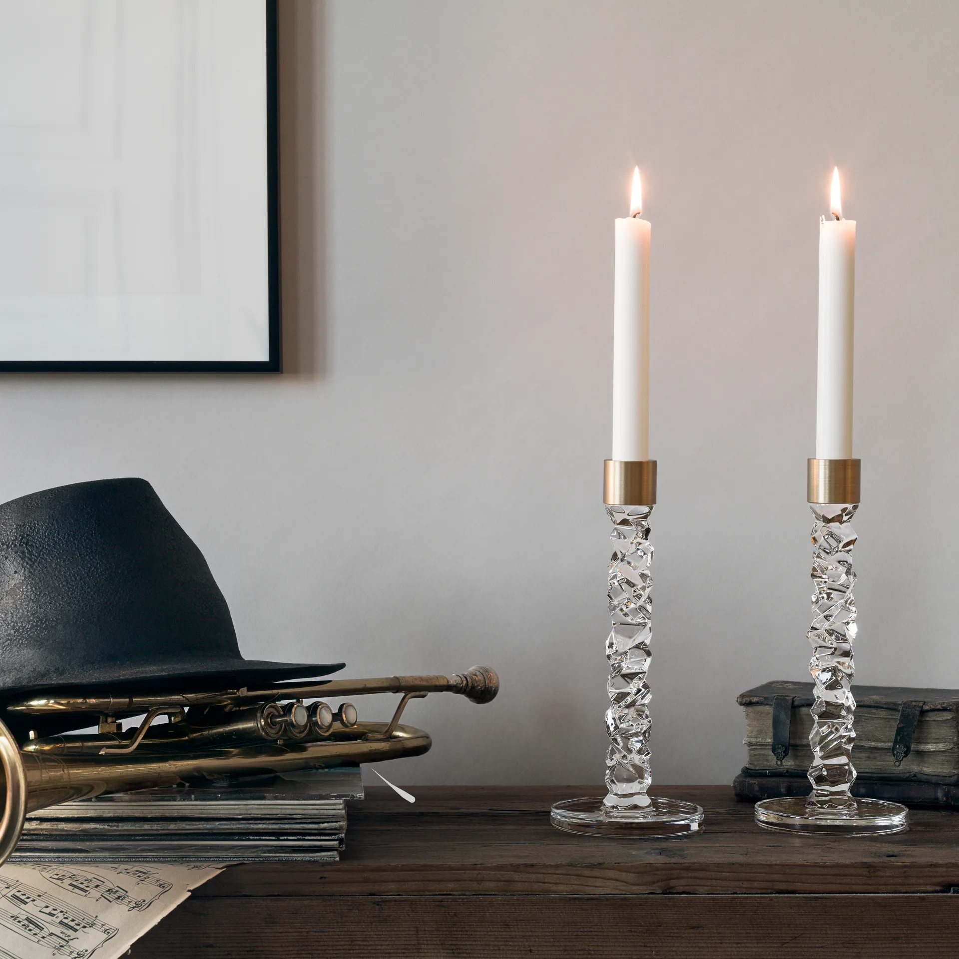 Suporte de velas Carat latão 2 un., conjunto de 2 Orrefors