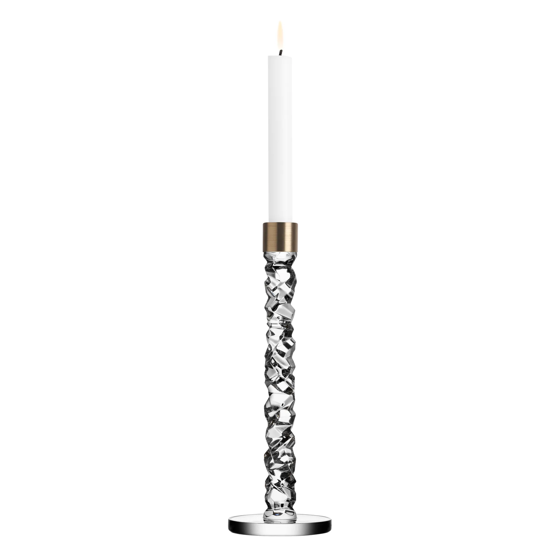 Suporte de velas Carat latão, Altura: 29,7 cm. Orrefors