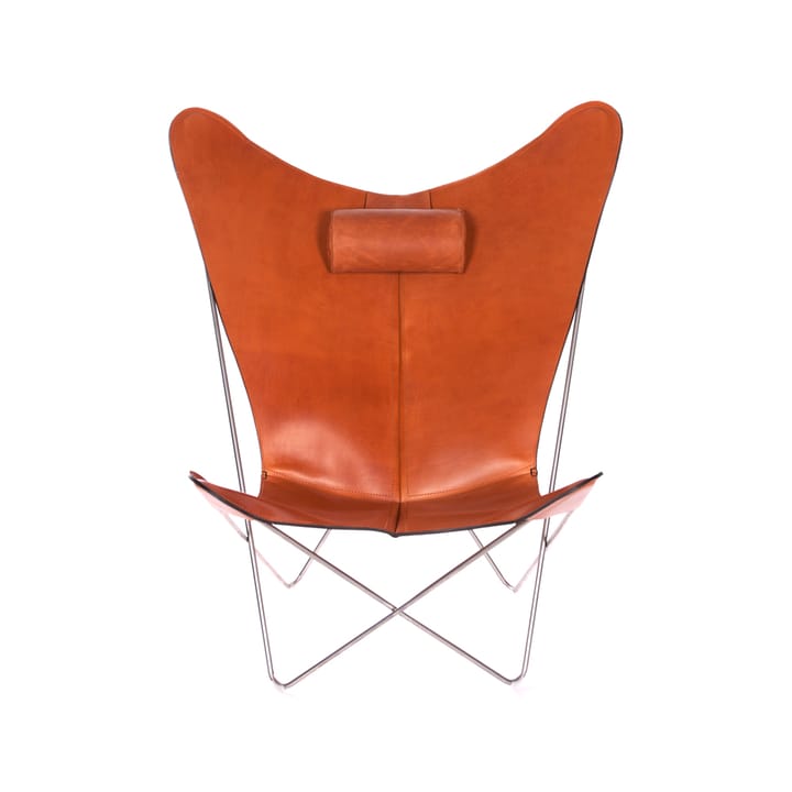 KS Chair poltrona morcego - Couro avelã. Suporte aço inoxidável - OX Denmarq