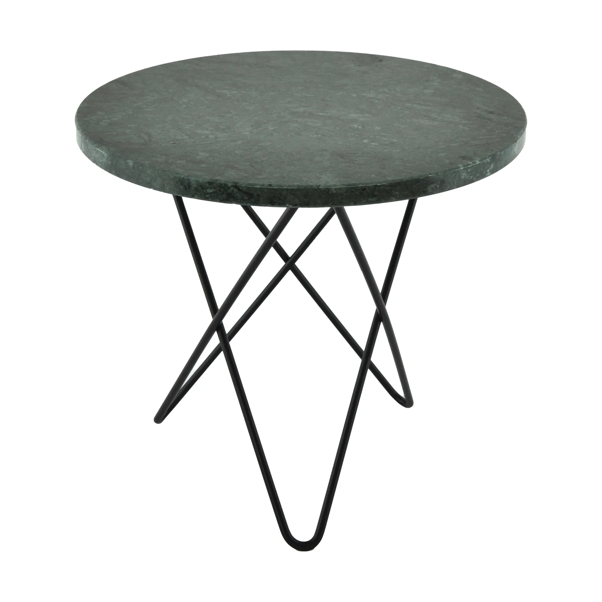 Mini O mesa de centro Ø40 H37. Suporte preto, Mármore verde OX Denmarq