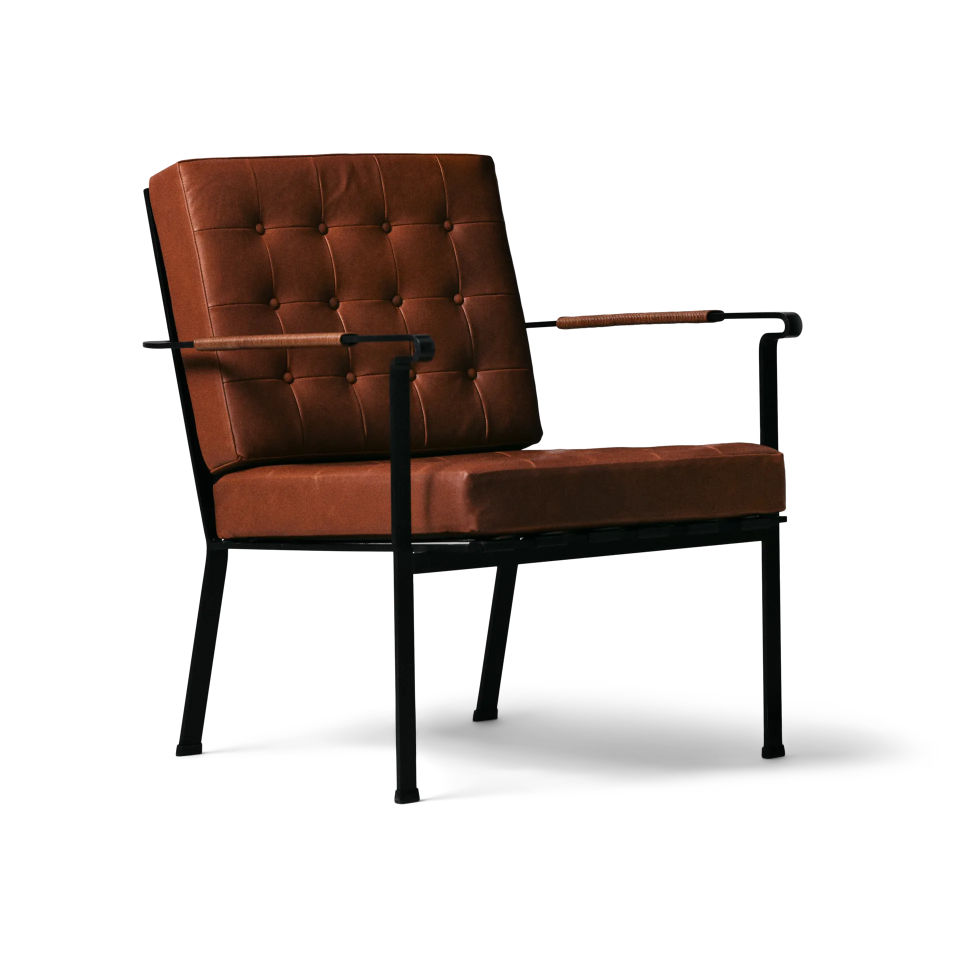 Poltrona Heather Chair com estrutura preta, Cognac OX Denmarq