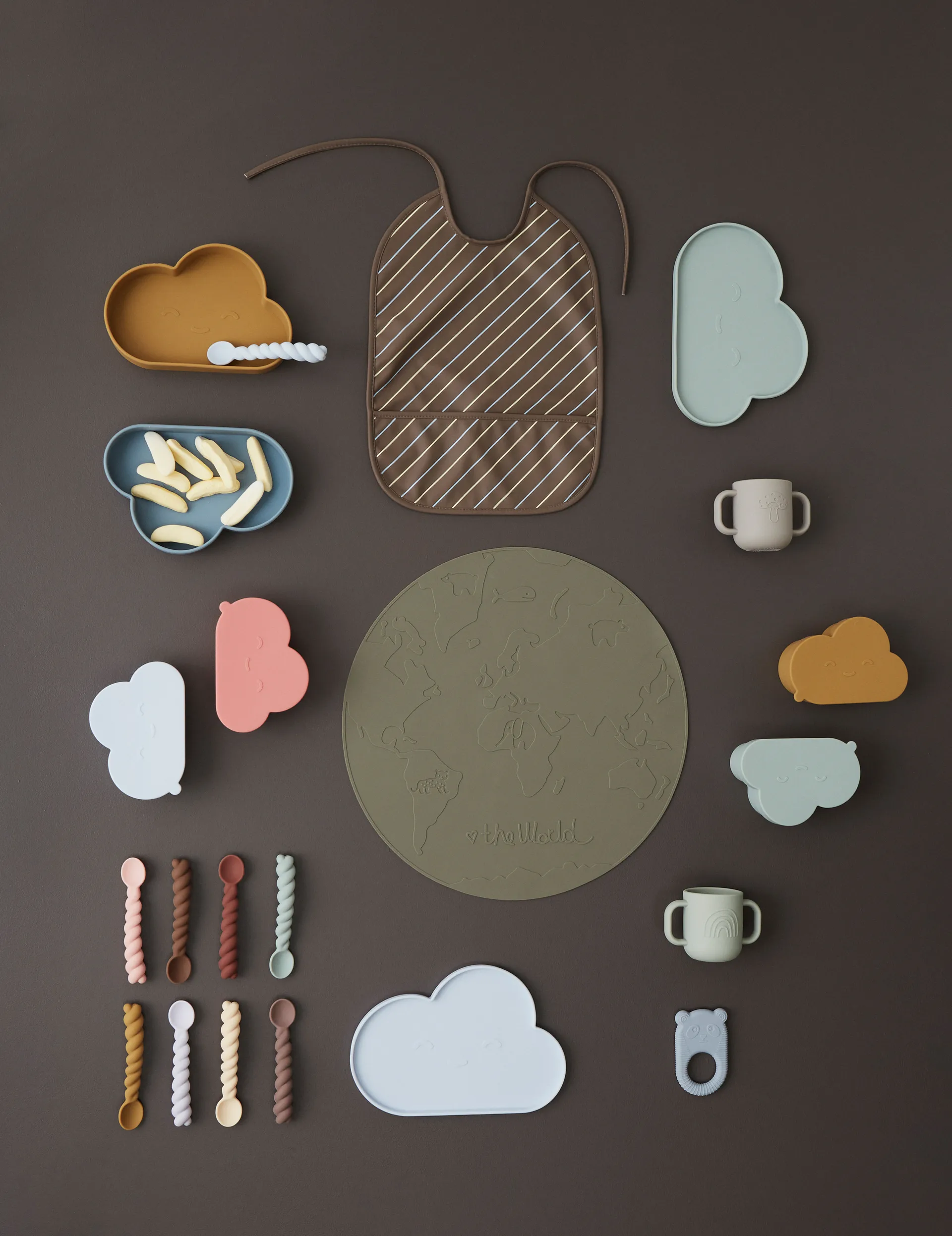 Colher Mellow, 3 un., Dusty Blue-taupe-pale mint OYOY