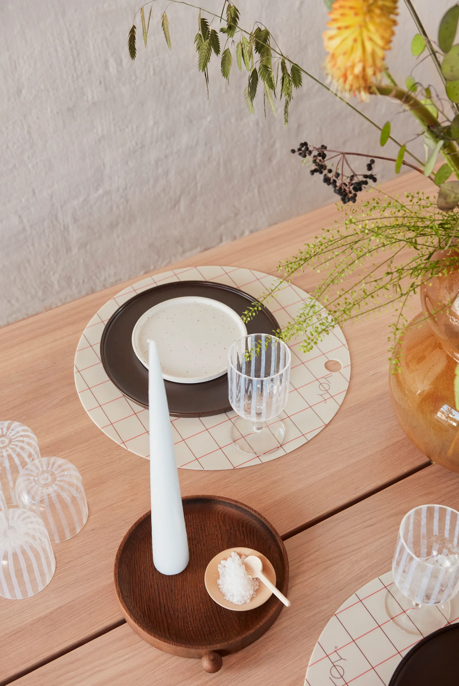 Individual de mesa Hokei Ø39 cm, conjunto de 2, Off white OYOY