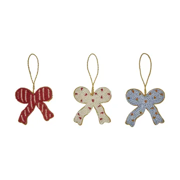 Pingente decorativo Christmas bow 3 peças - Cherry red-offwhite-blue - OYOY