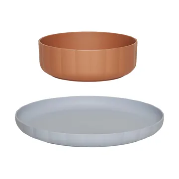 Prato & tigela Pullo 2 peças - Caramel-ice blue - OYOY