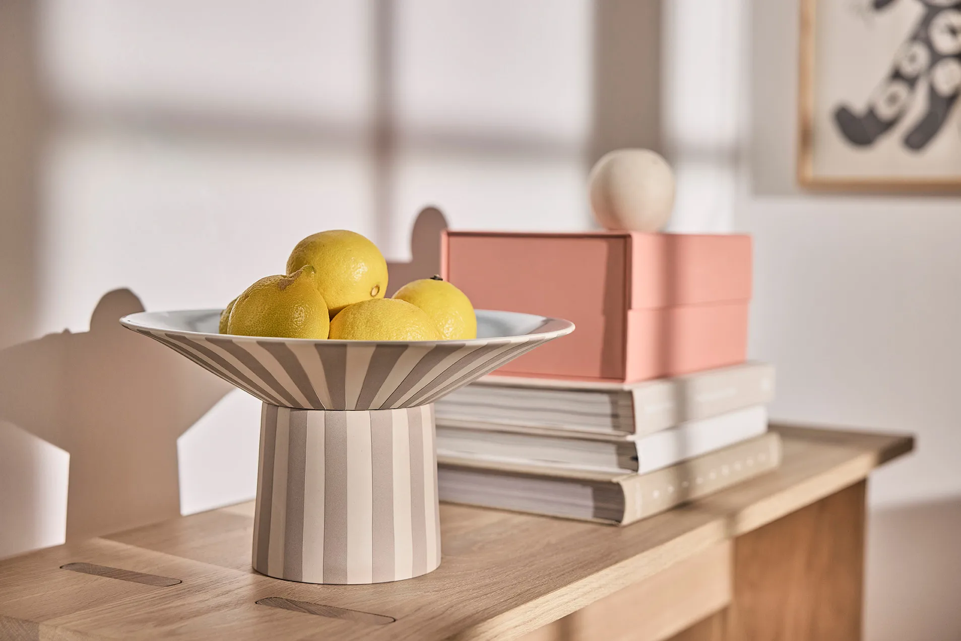 Toppu centro de mesa alto Ø30x17 cm, Argila-azul gelo OYOY