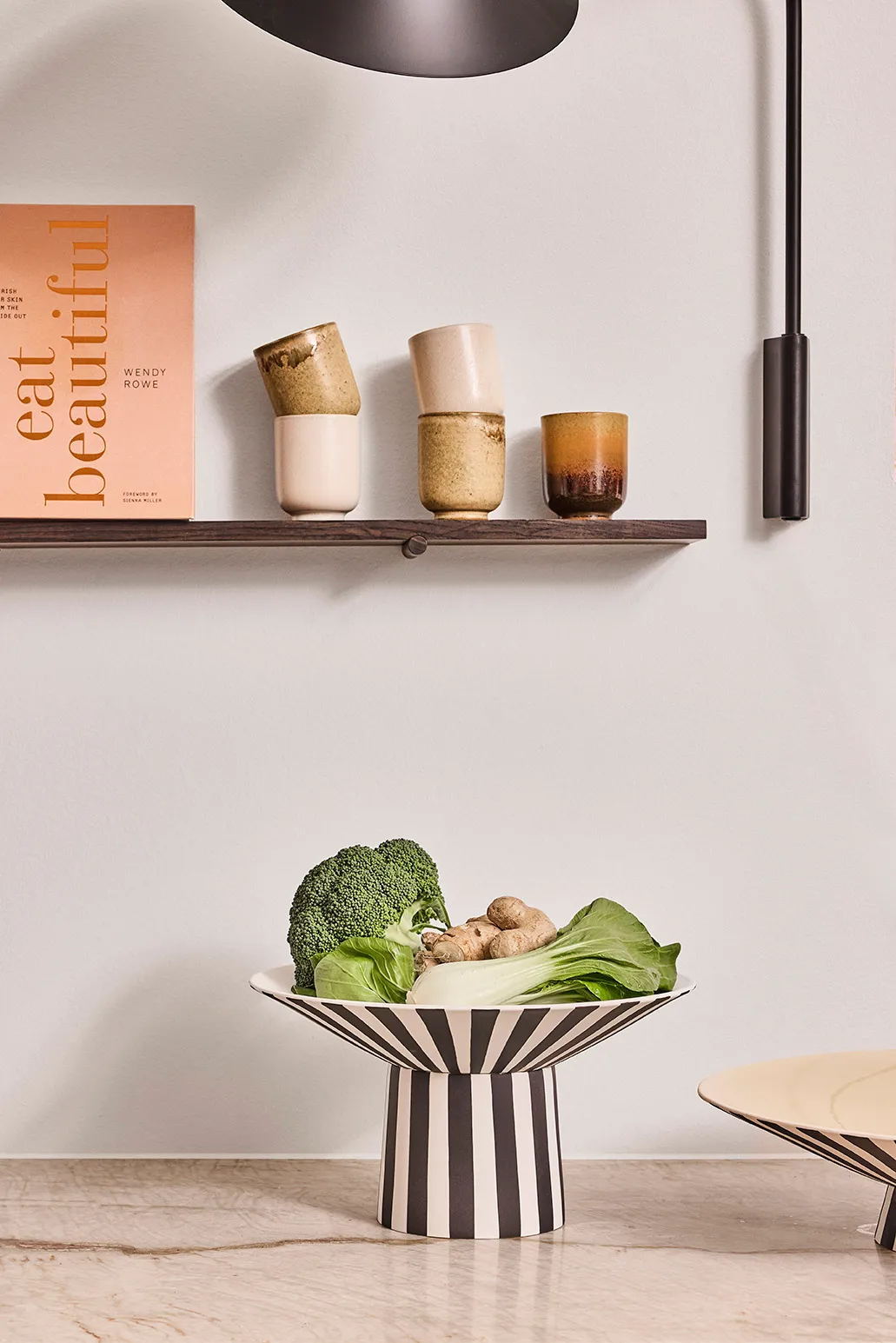 Toppu centro de mesa alto Ø30x17 cm, Branco-preto OYOY