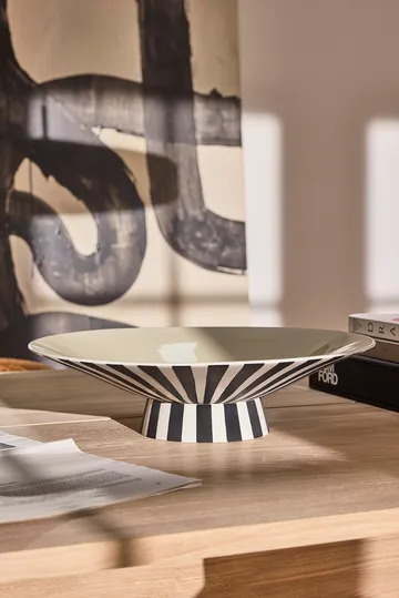 Toppu centro de mesa baixa Ø39x10,5 cm - Baunilha-preto-branco - OYOY