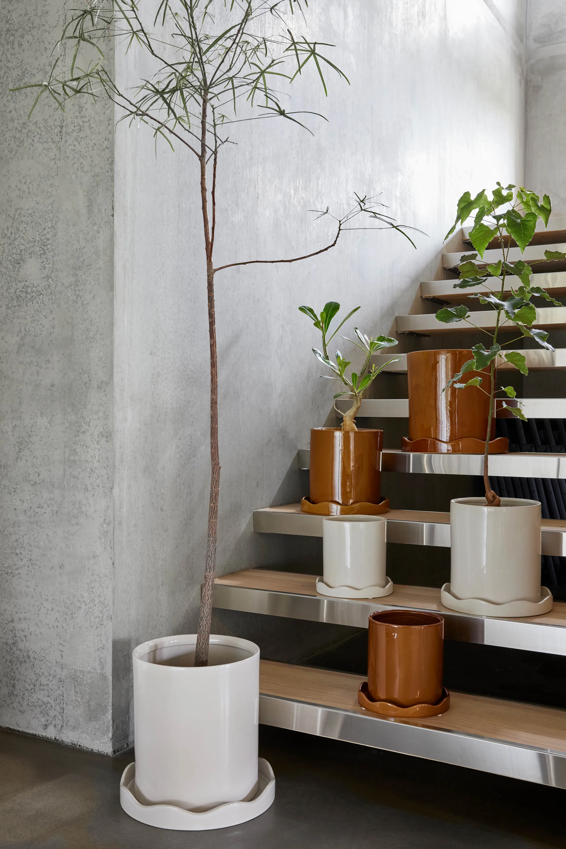 Vaso Nami com prato Ø16,5 small, White OYOY