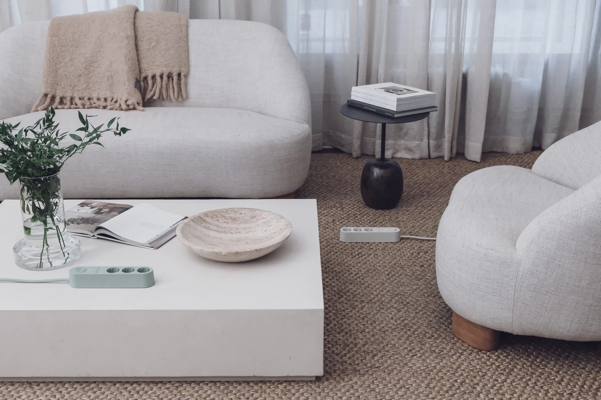 Alma Power Bar régua de tomadas, Sandhamn bege palett3