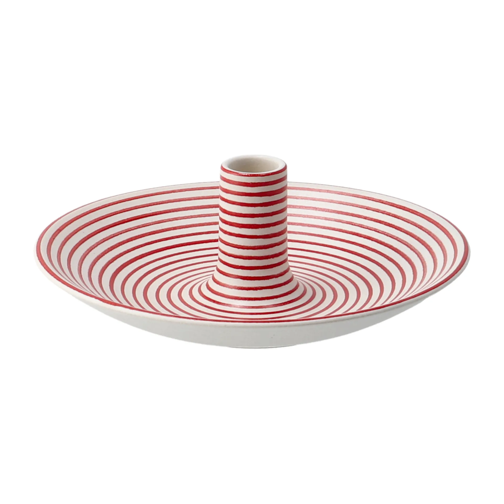 Suporte de velas Linje pequeno, branco-vermelho Paradisverkstaden