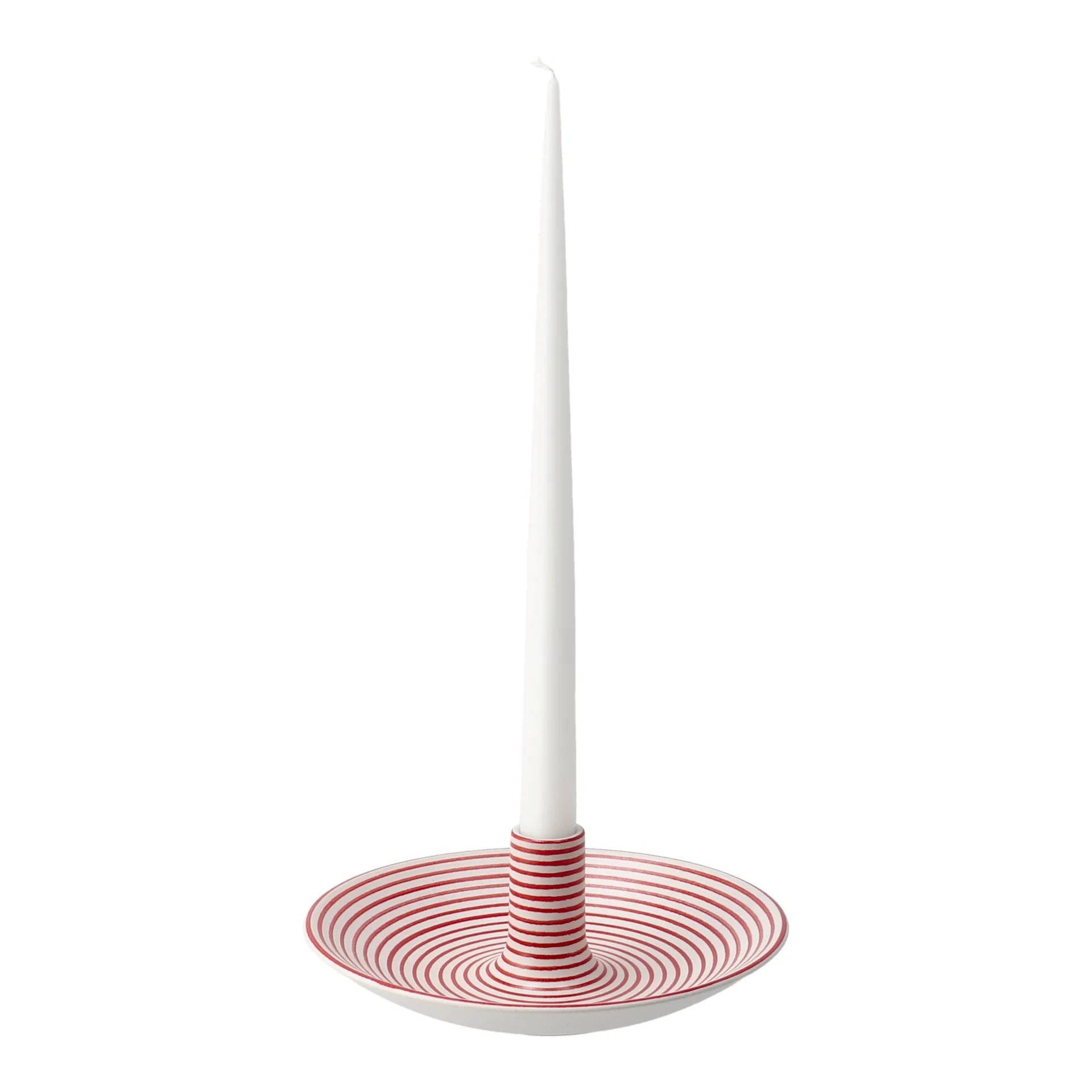Suporte de velas Linje pequeno, branco-vermelho Paradisverkstaden