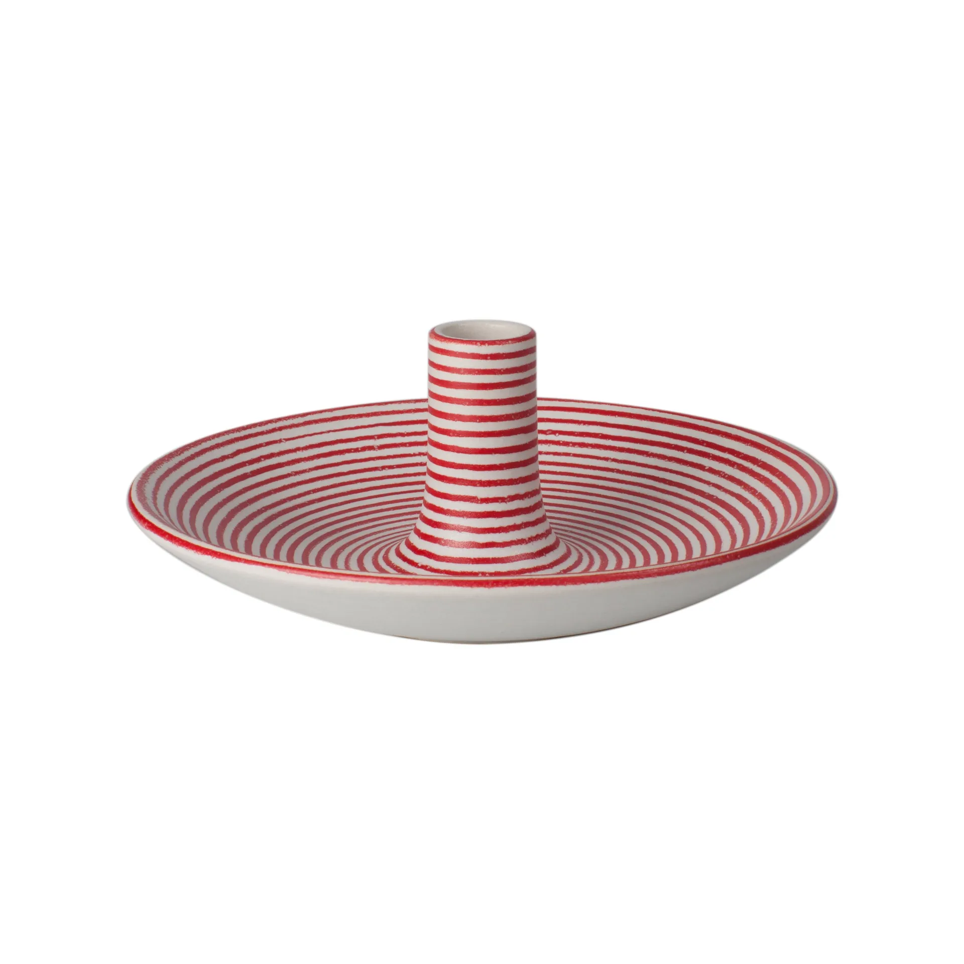 Suporte de velas Linje pequeno, branco-vermelho Paradisverkstaden