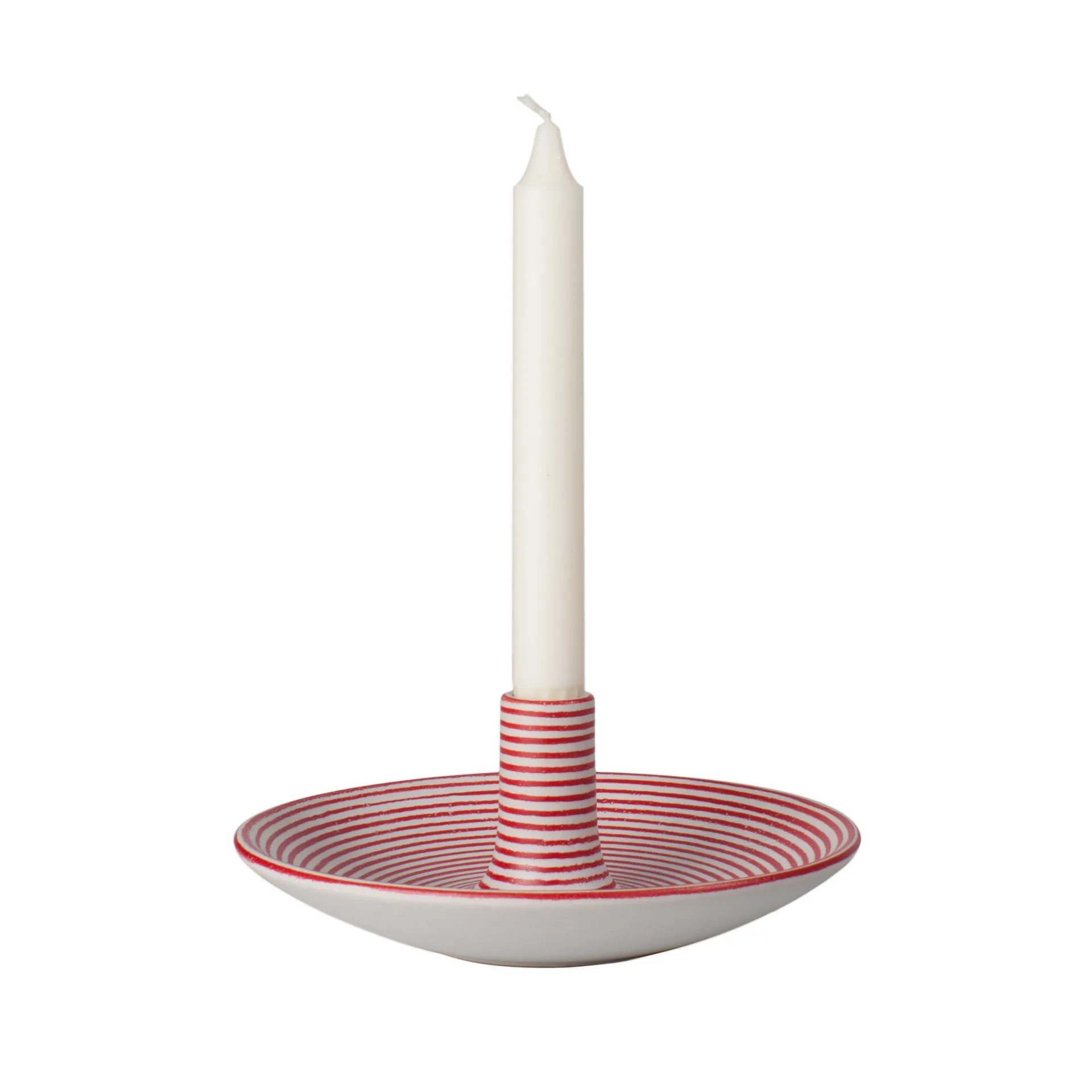 Suporte de velas Linje pequeno, branco-vermelho Paradisverkstaden