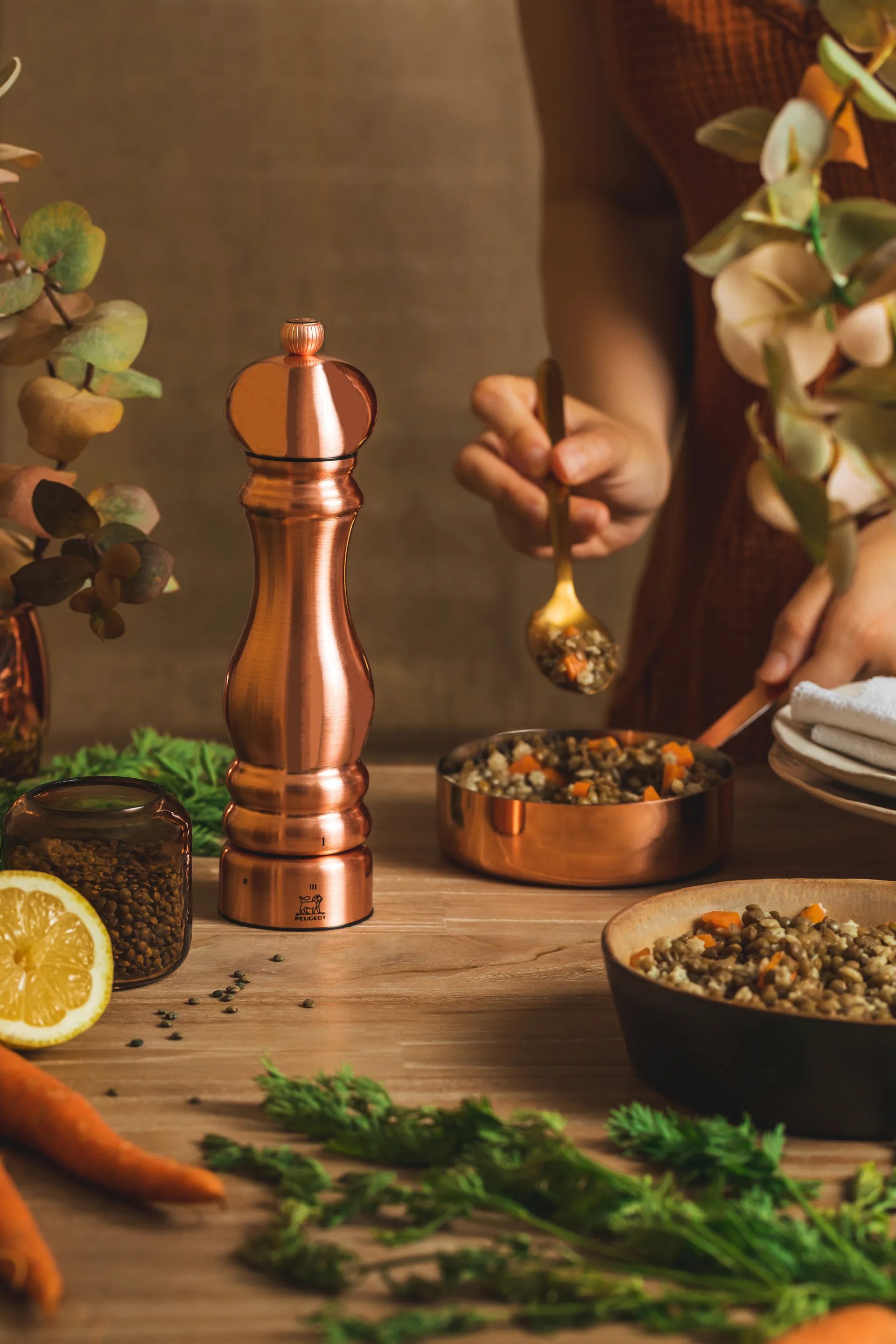 Paris Chef moinho de sal 22 cm, Galvanoplastia de cobre Peugeot