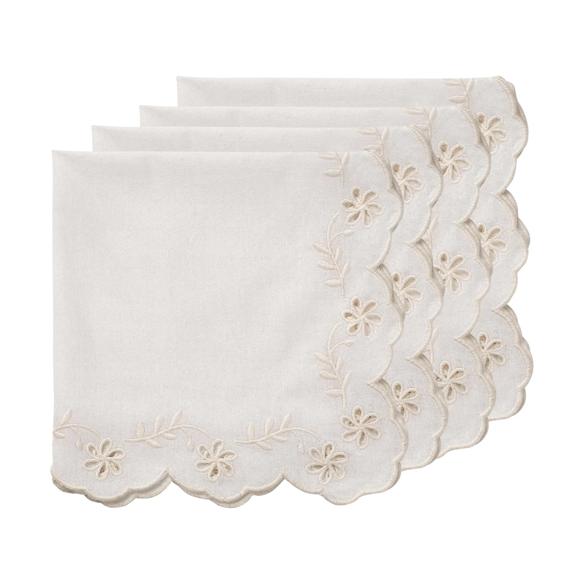 Lace guardanapo de algodão, Offwhite, conjunto de 4, 45x45 cm Pick a Poppy