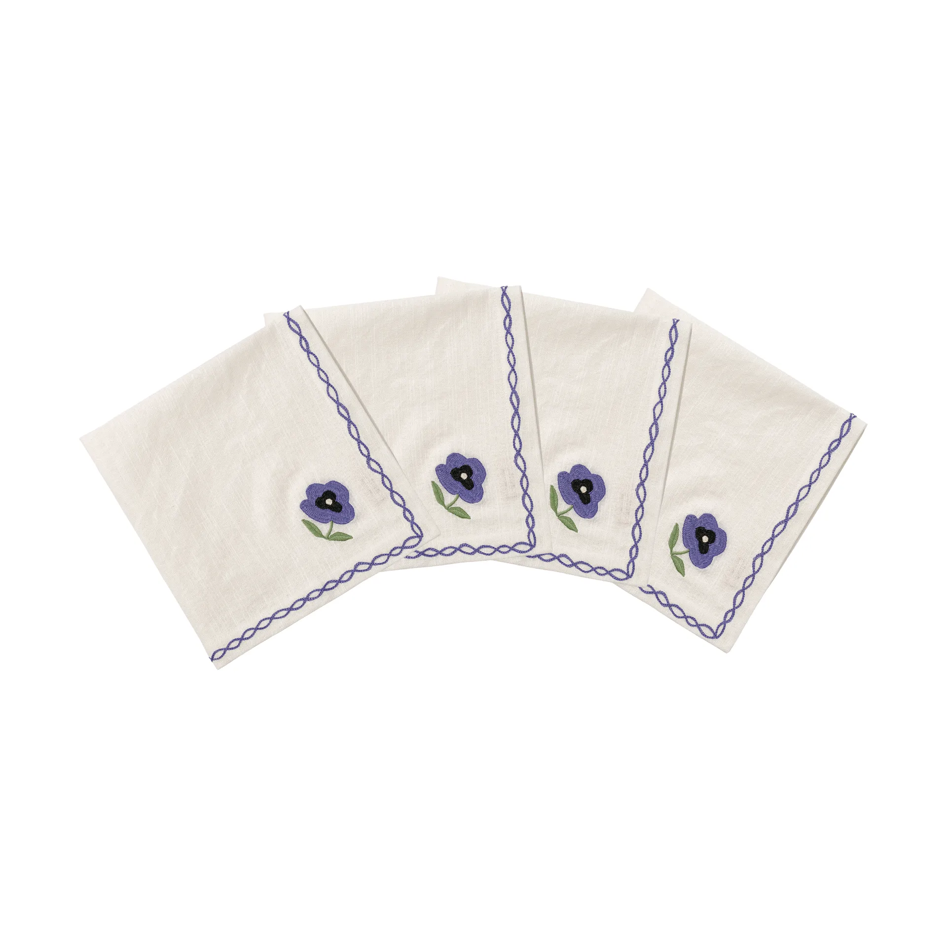 Madelen Möllard Pansy guardanapo de algodão, Blue, pack de 4, 45x45 cm Pick a Poppy