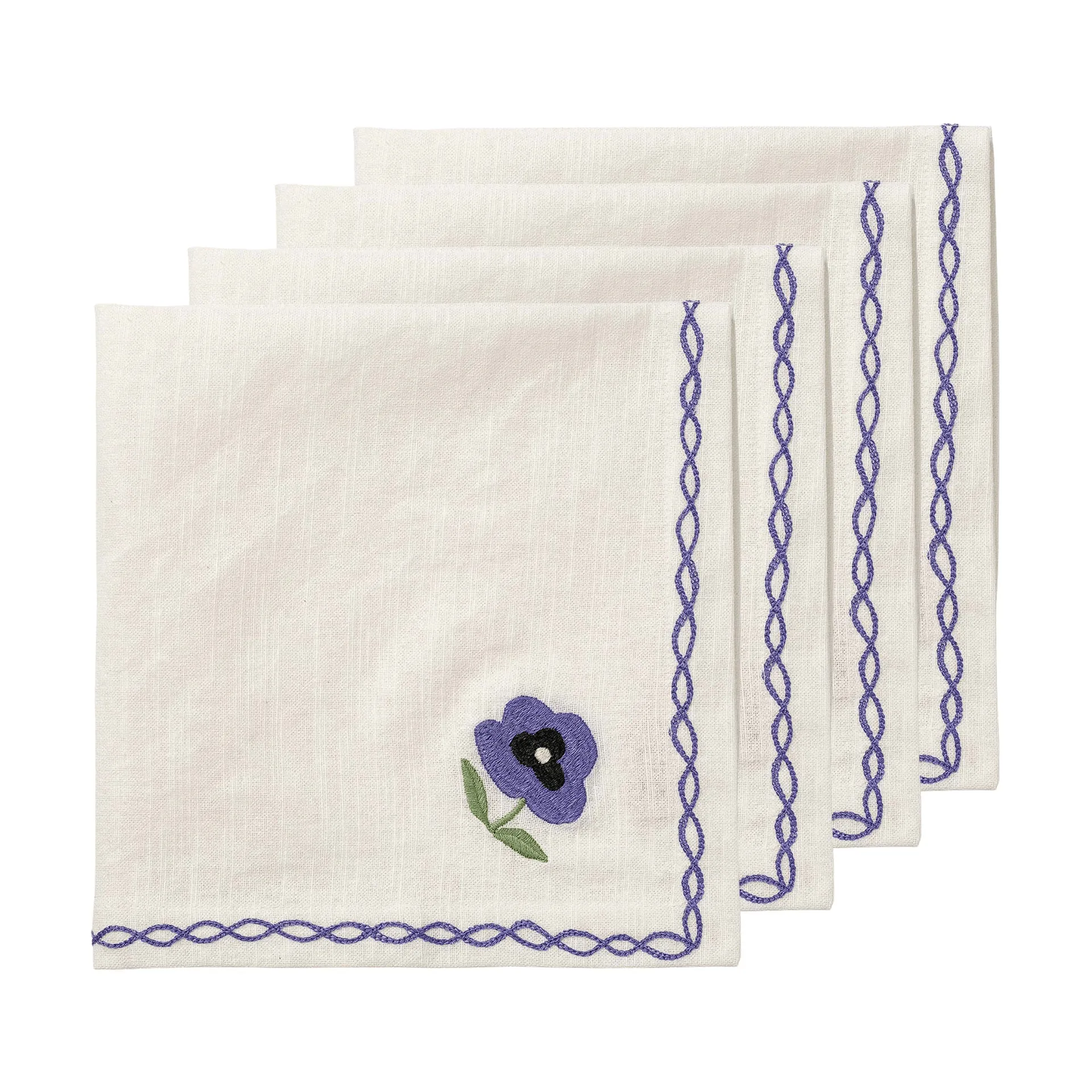 Madelen Möllard Pansy guardanapo de algodão, Blue, pack de 4, 45x45 cm Pick a Poppy