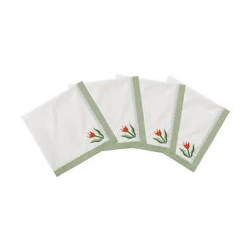 Madelen Möllard Tulip guardanapo de algodão - Verde-claro, pack de 4, 45x45 cm - Pick a Poppy