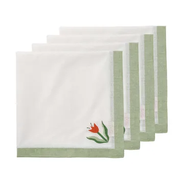 Madelen Möllard Tulip guardanapo de algodão - Verde-claro, pack de 4, 45x45 cm - Pick a Poppy