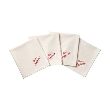 Quote guardanapo de algodão - Vermelho, pack de 4, 45x45 cm - Pick a Poppy