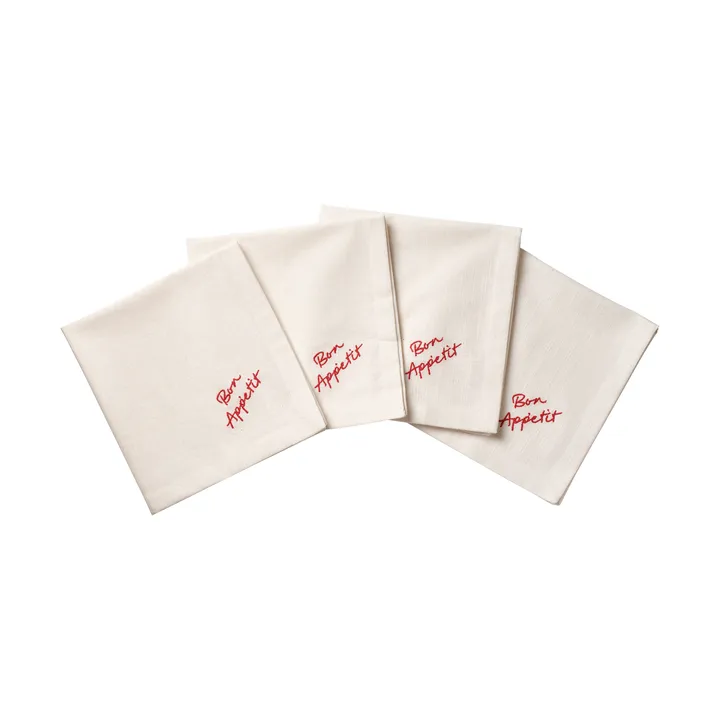Quote guardanapo de algodão - Vermelho, pack de 4, 45x45 cm - Pick a Poppy